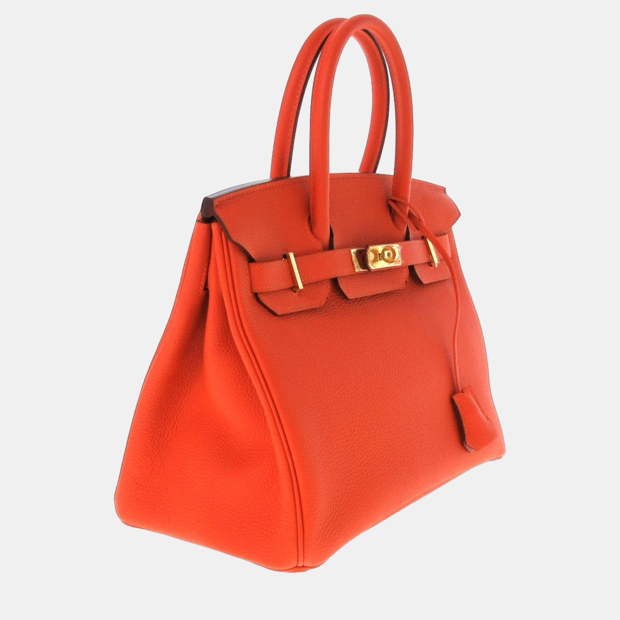 

Hermes Orange Togo Leather Gold Hardware Birkin 30 Bag