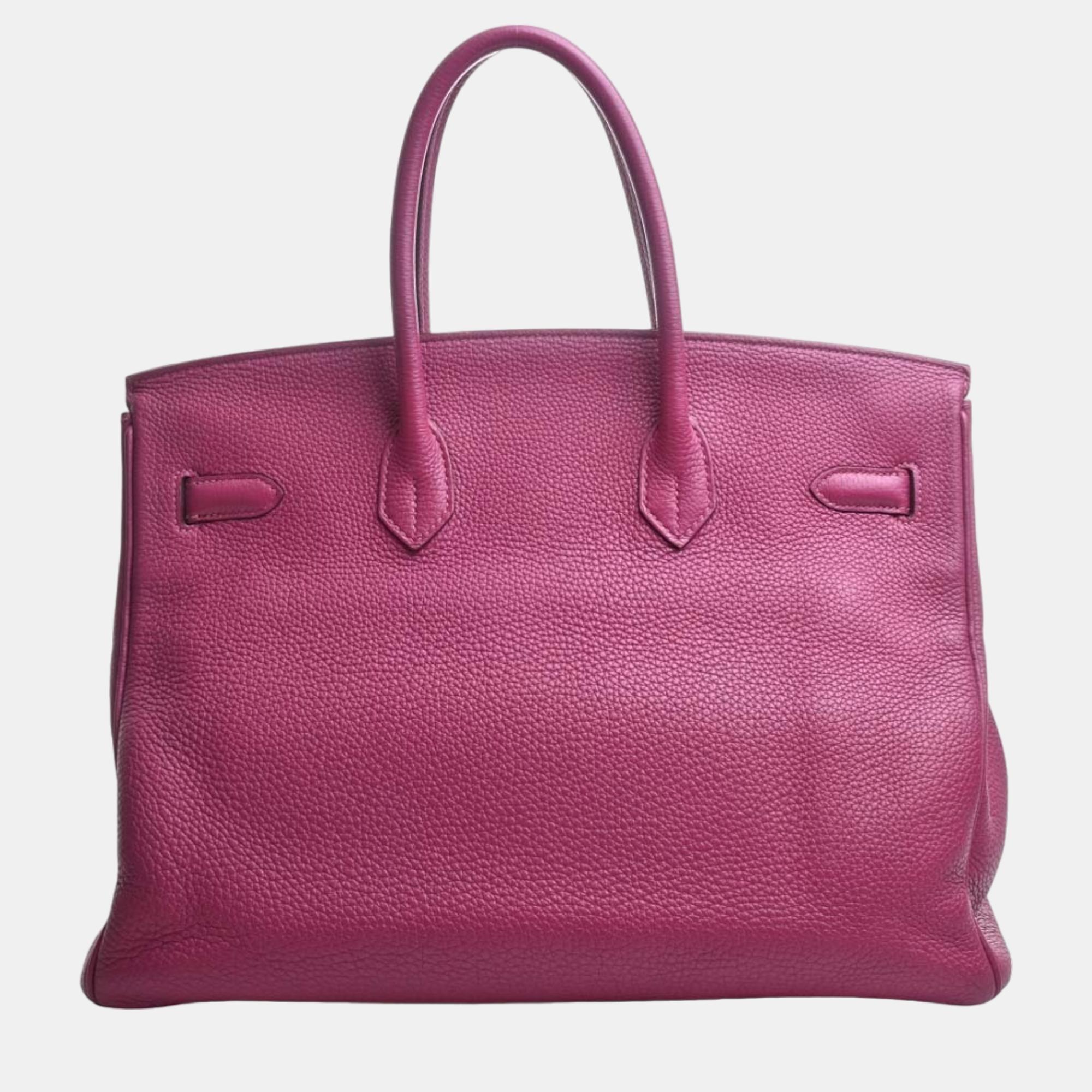 

Hermes Taurillon Clemence Birkin 35 Handbag Pink Ladies