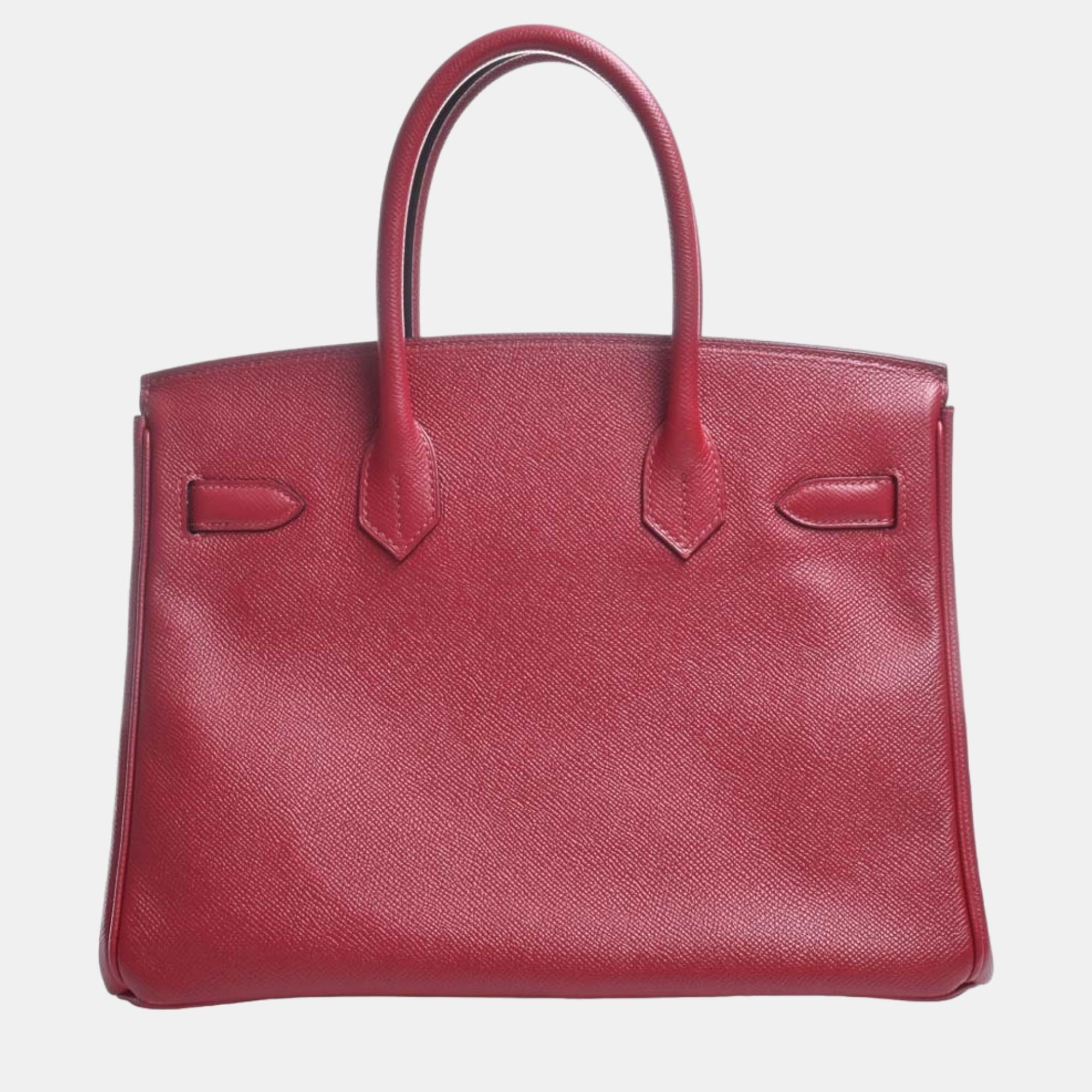 

Hermes Vaux Epson Birkin 30 Handbag Red Ladies