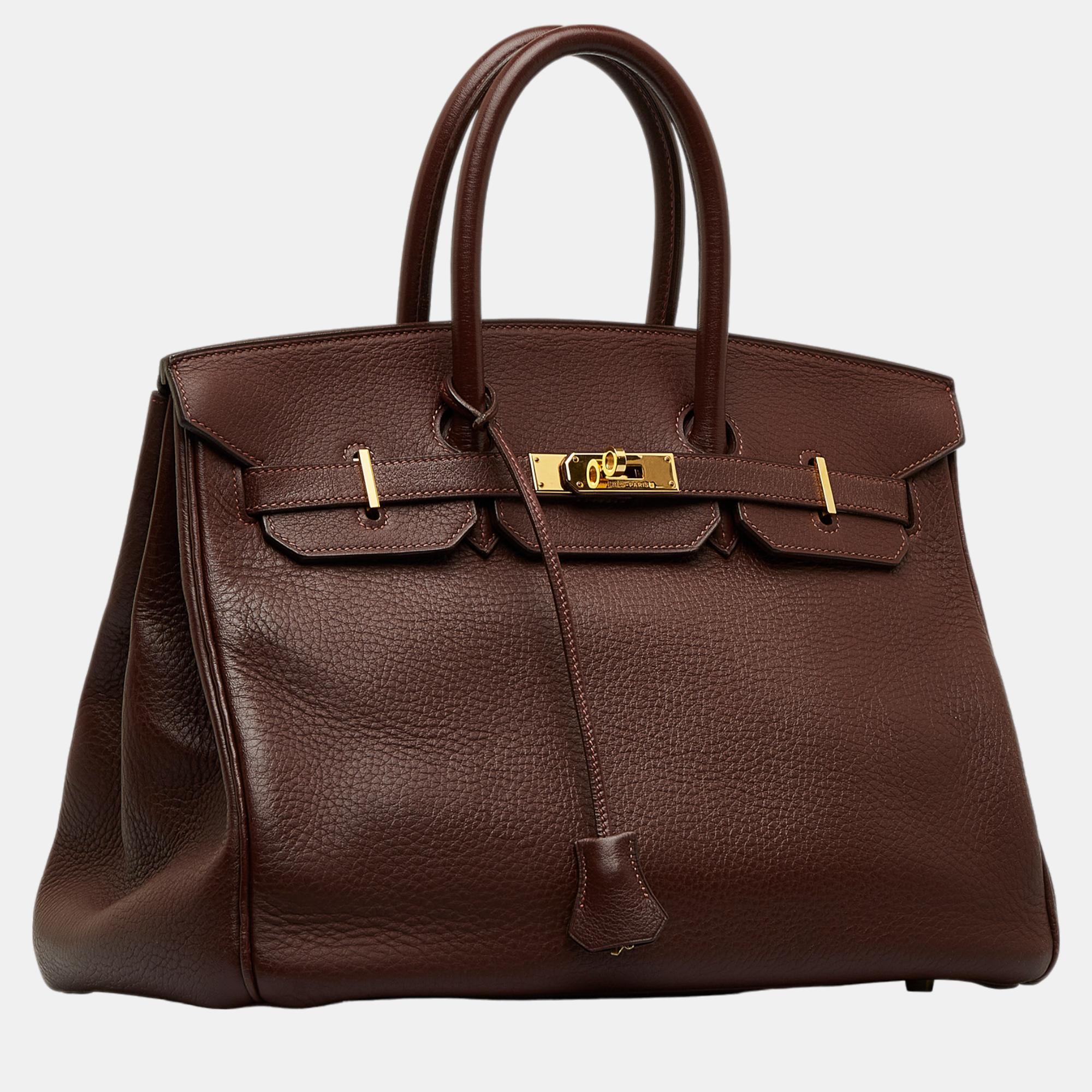 

Hermes Brown 2002 Vache Liegee Birkin 35