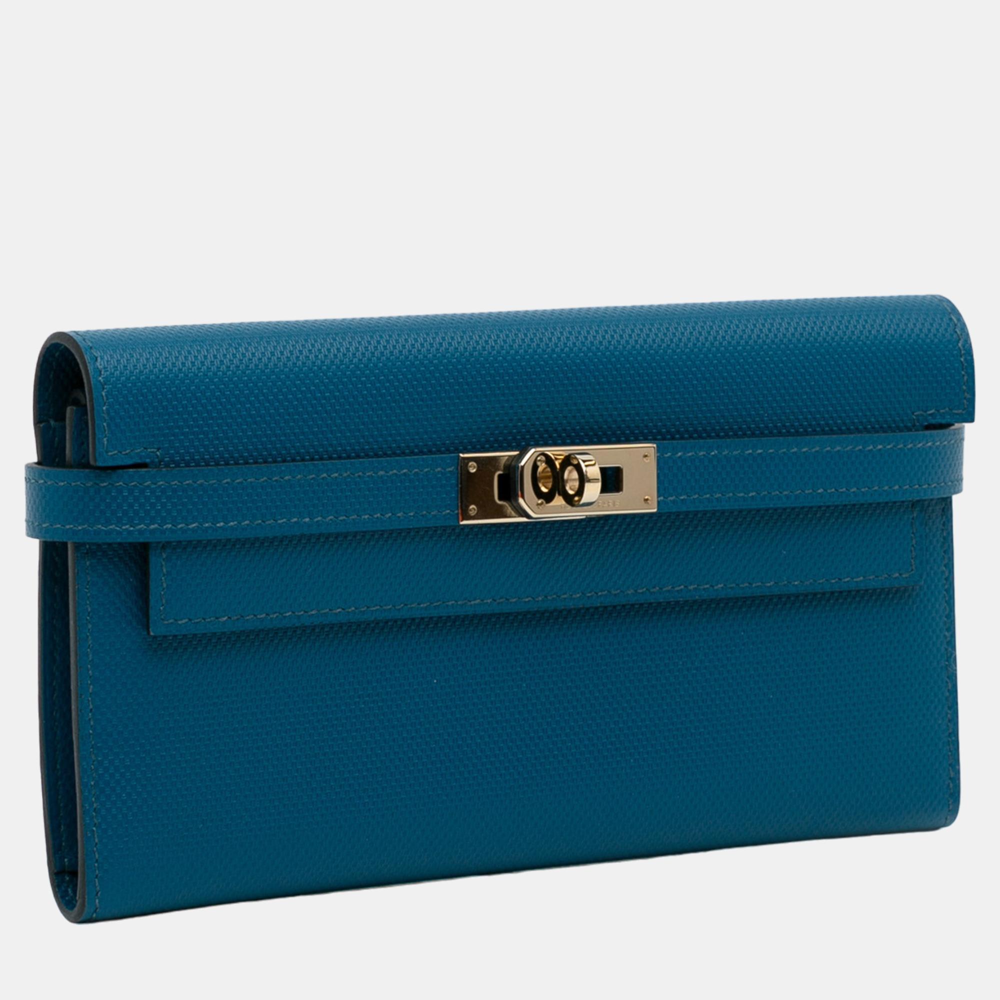 

Hermes Blue Grain d'H Kelly Classic Wallet