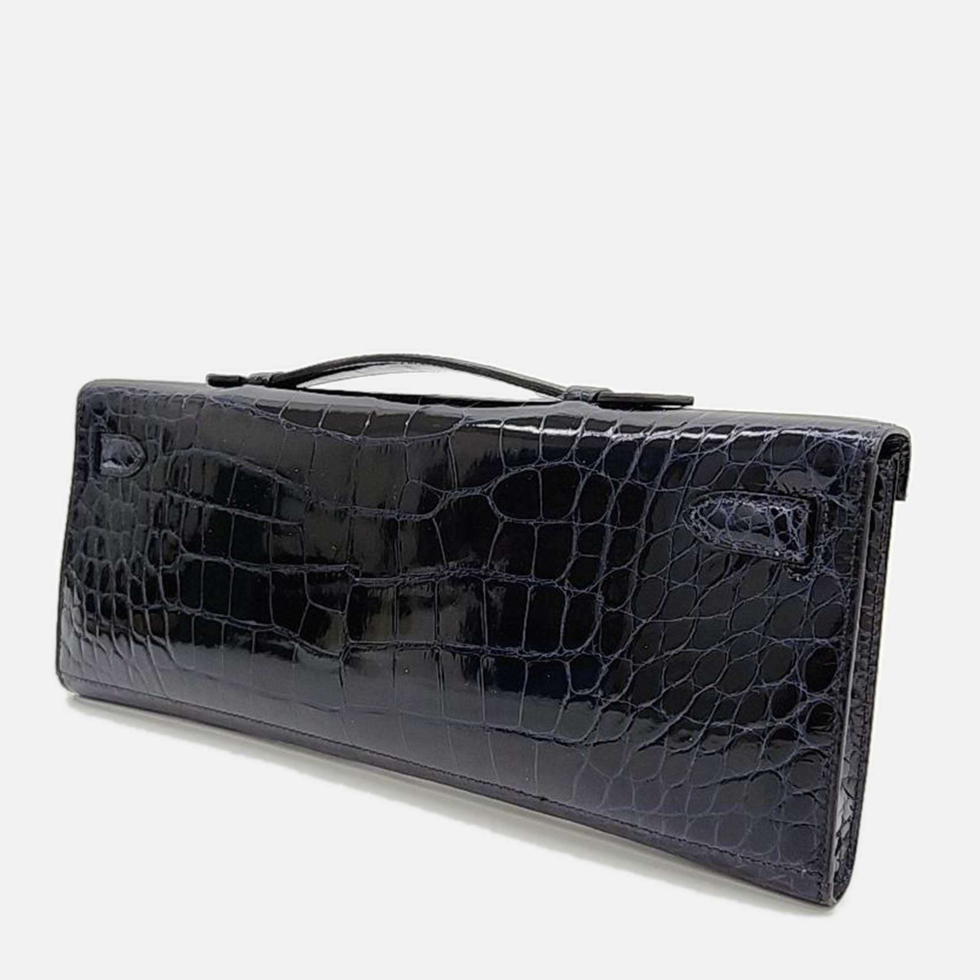 

Hermes Alligator Wani Kelly Cut Clutch (Y) bag, Black