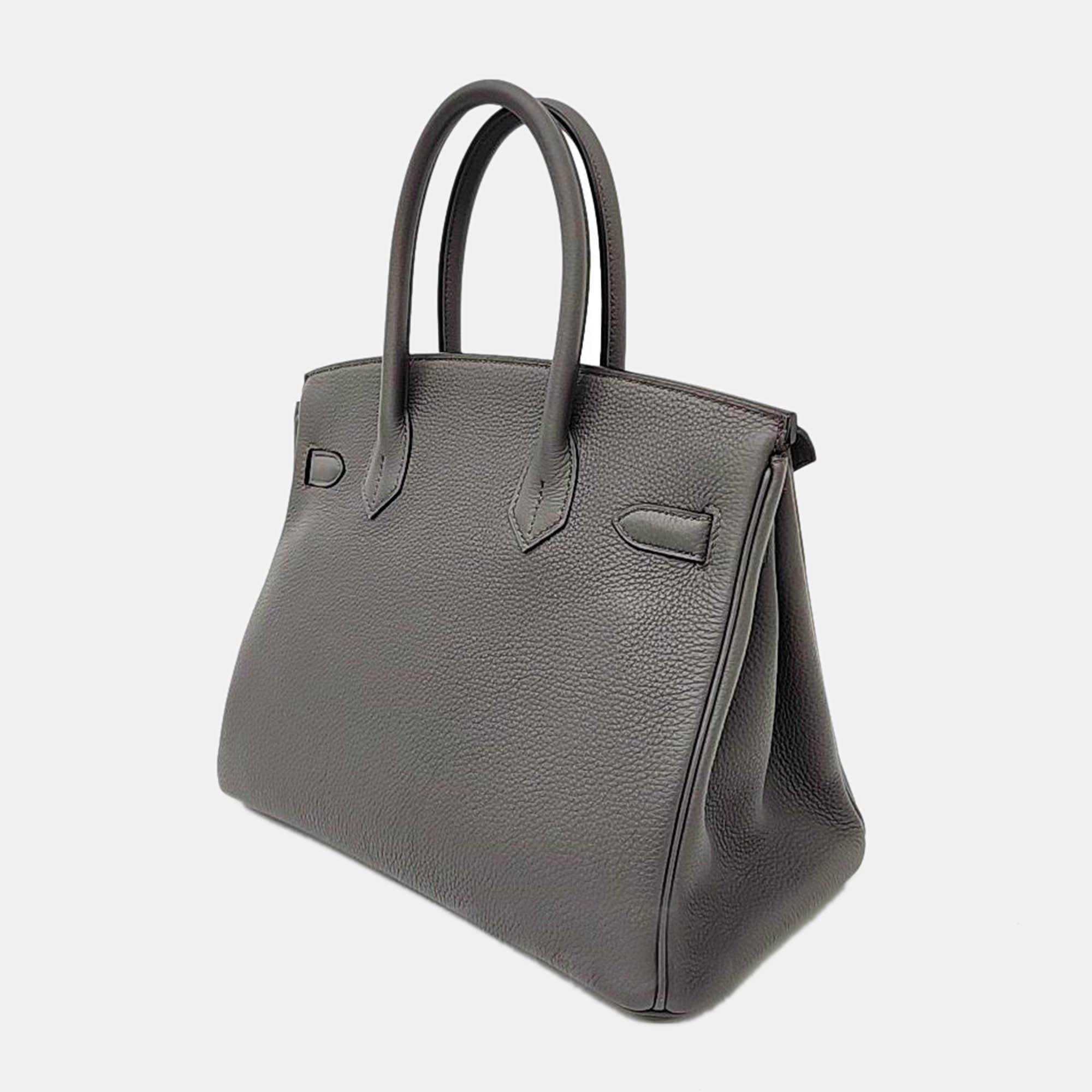 

Hermes Birkin Leather Grey 30 Bag