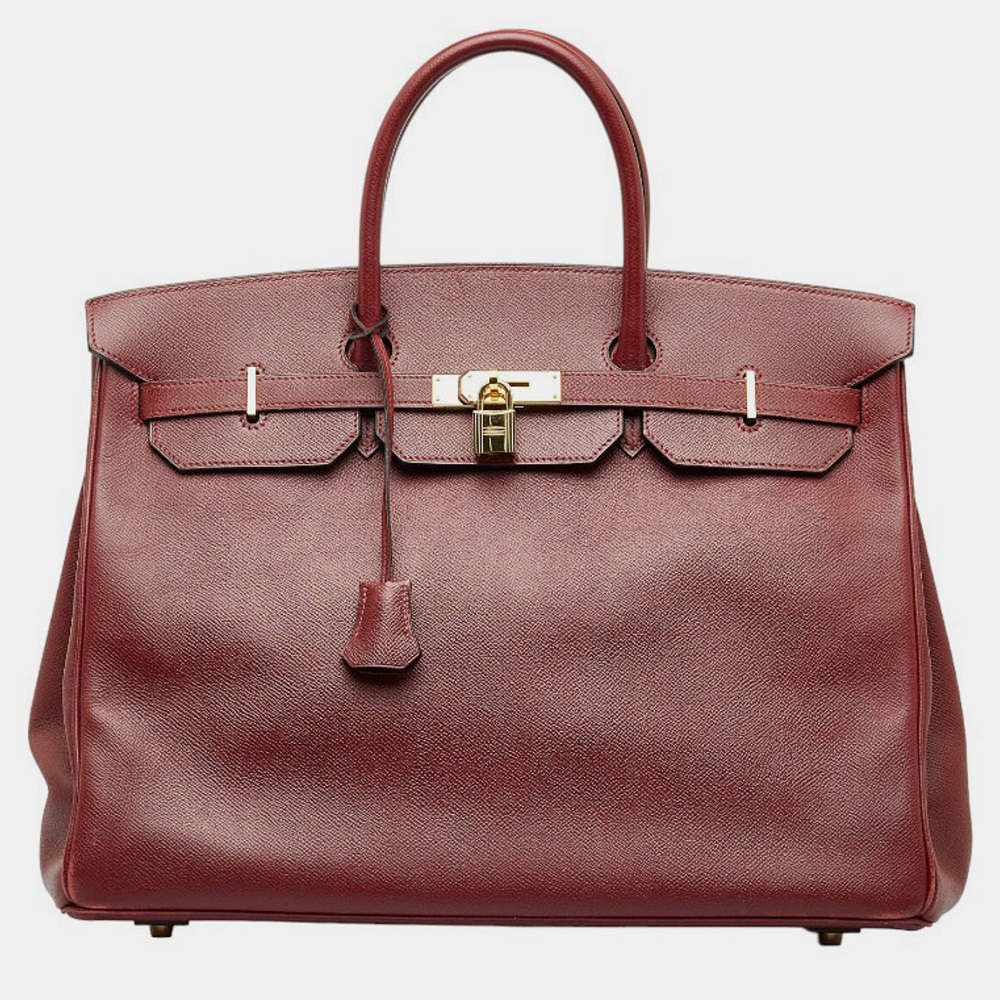 Pre-owned Hermes Birkin 40 Handbag Rouge Ash Couchevel Women's In Burgundy