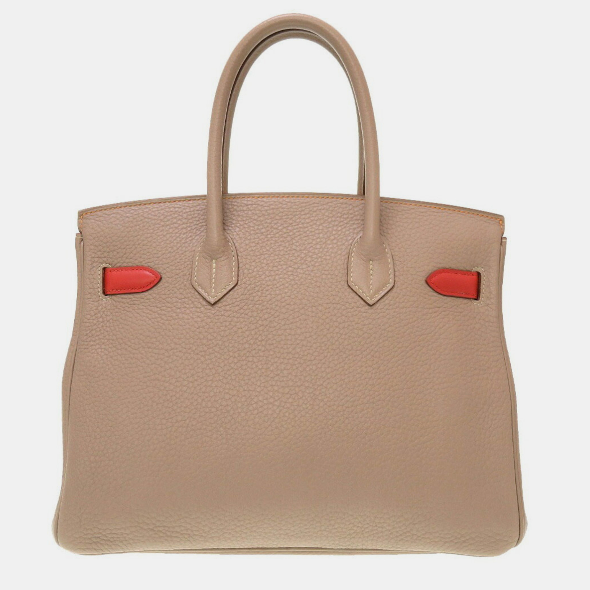 

Hermes Birkin Cazac 30 Taurillon Clemence Vaux Swift Tourtiere Gray Sanguine Moutard Matte P engraved handbag, Grey