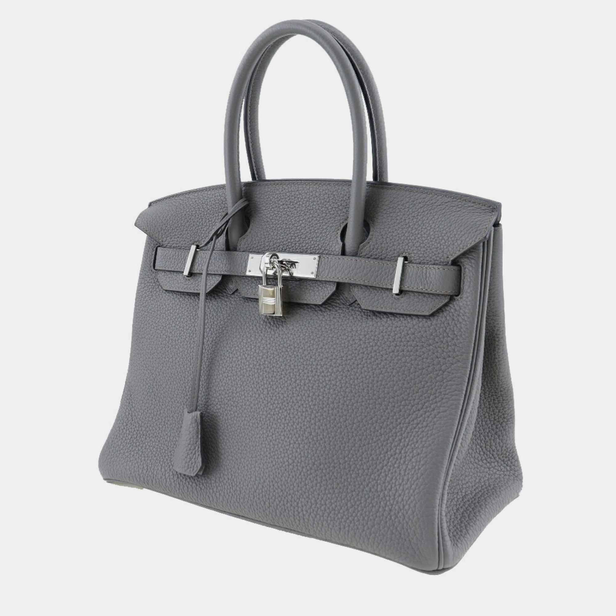 

HERMES Birkin 30 Handbag Togo Etan Made in France 2019 Silver Hardware D A5 Belt Ladies, Grey