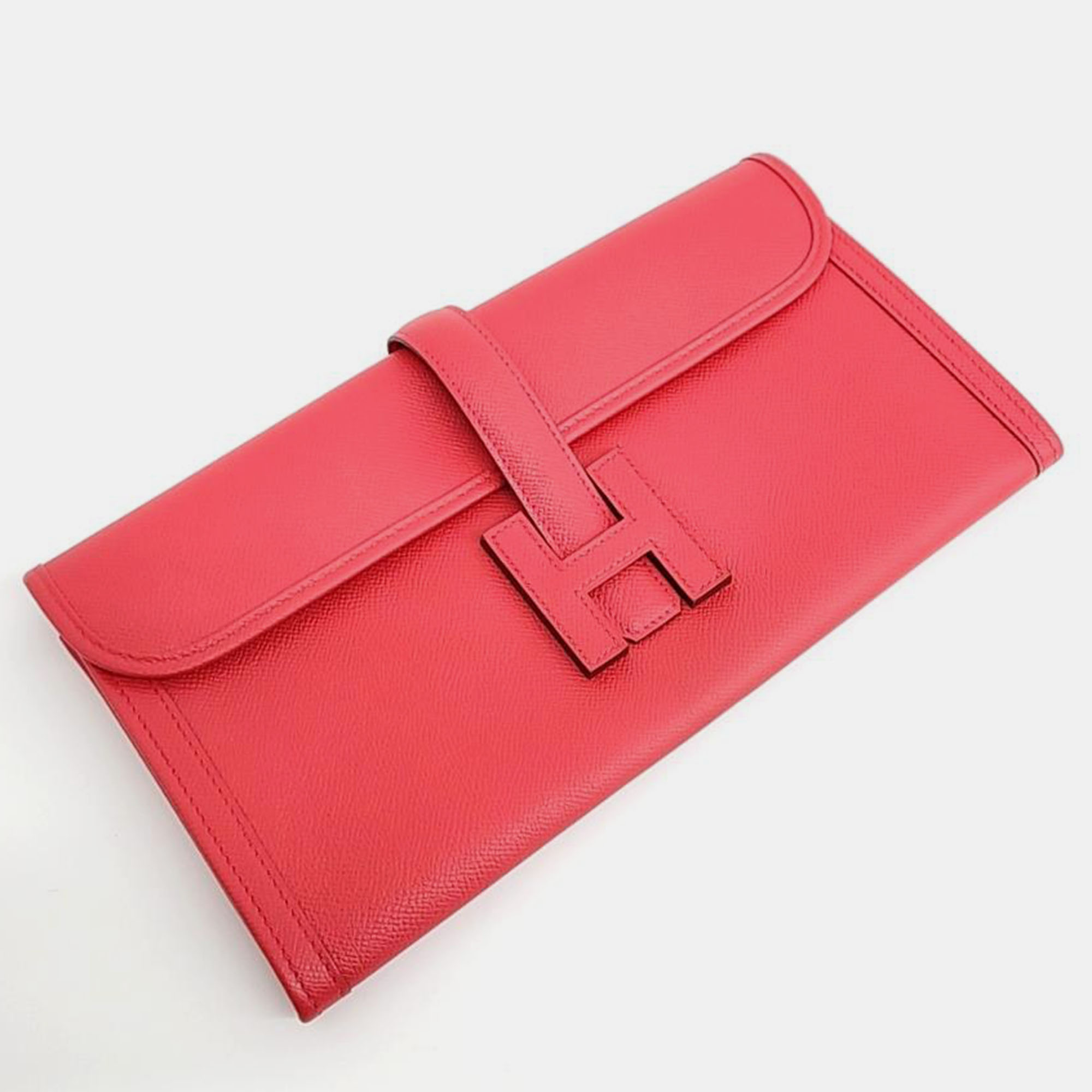 

Hermes Leather Red Jige Clutch Bag