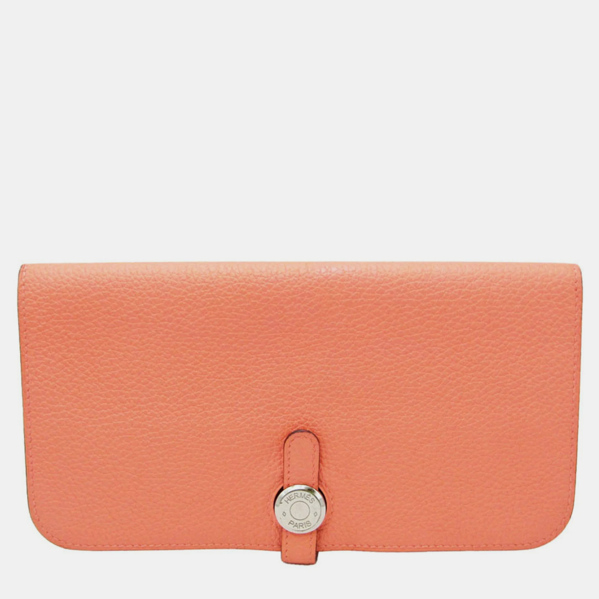 

Hermes Orange Togo Leather Dogon GM Wallet