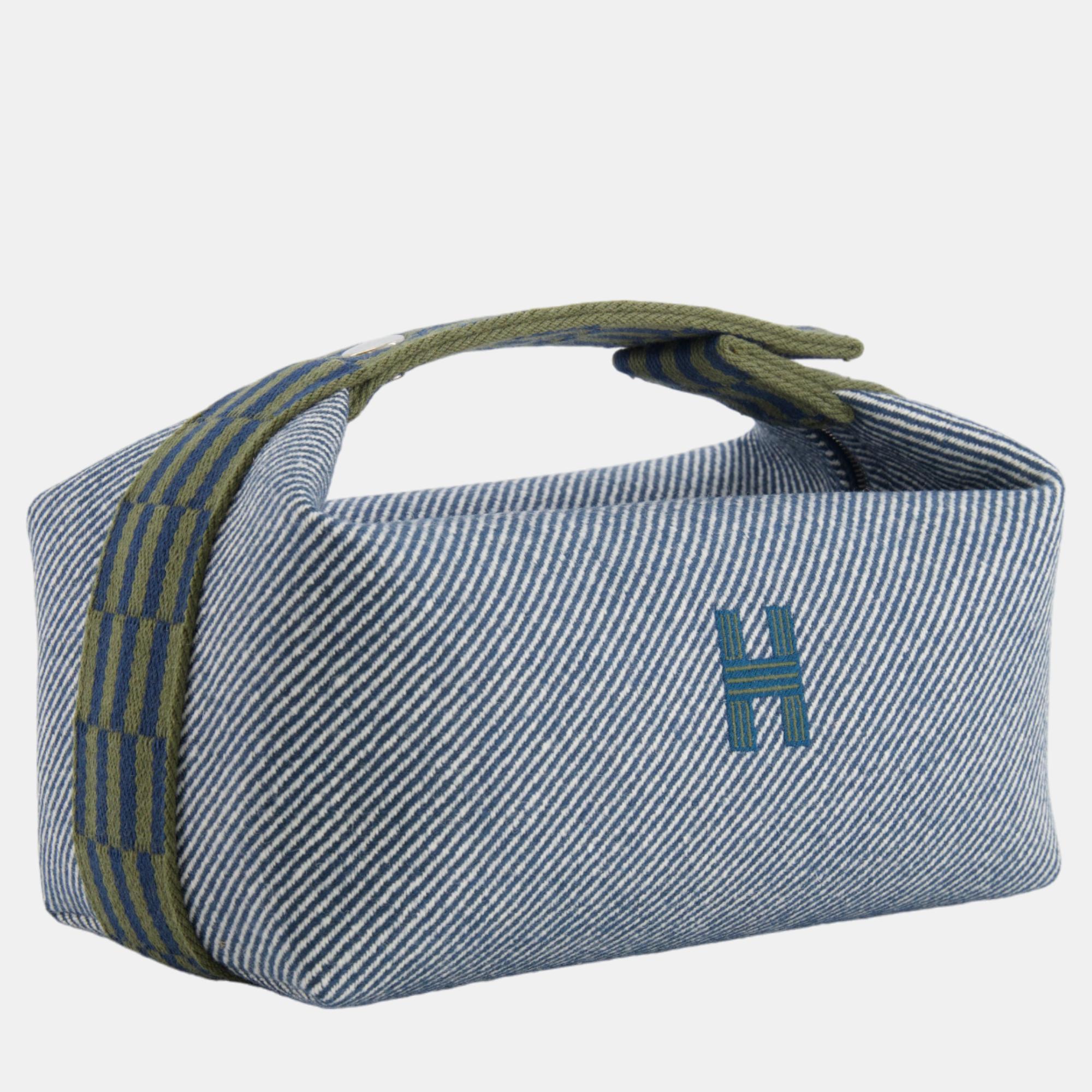 

Hermes Small Bride-a-Brac H Natte Case in Bleu Abysse Wool with Palladium Hardware, Blue