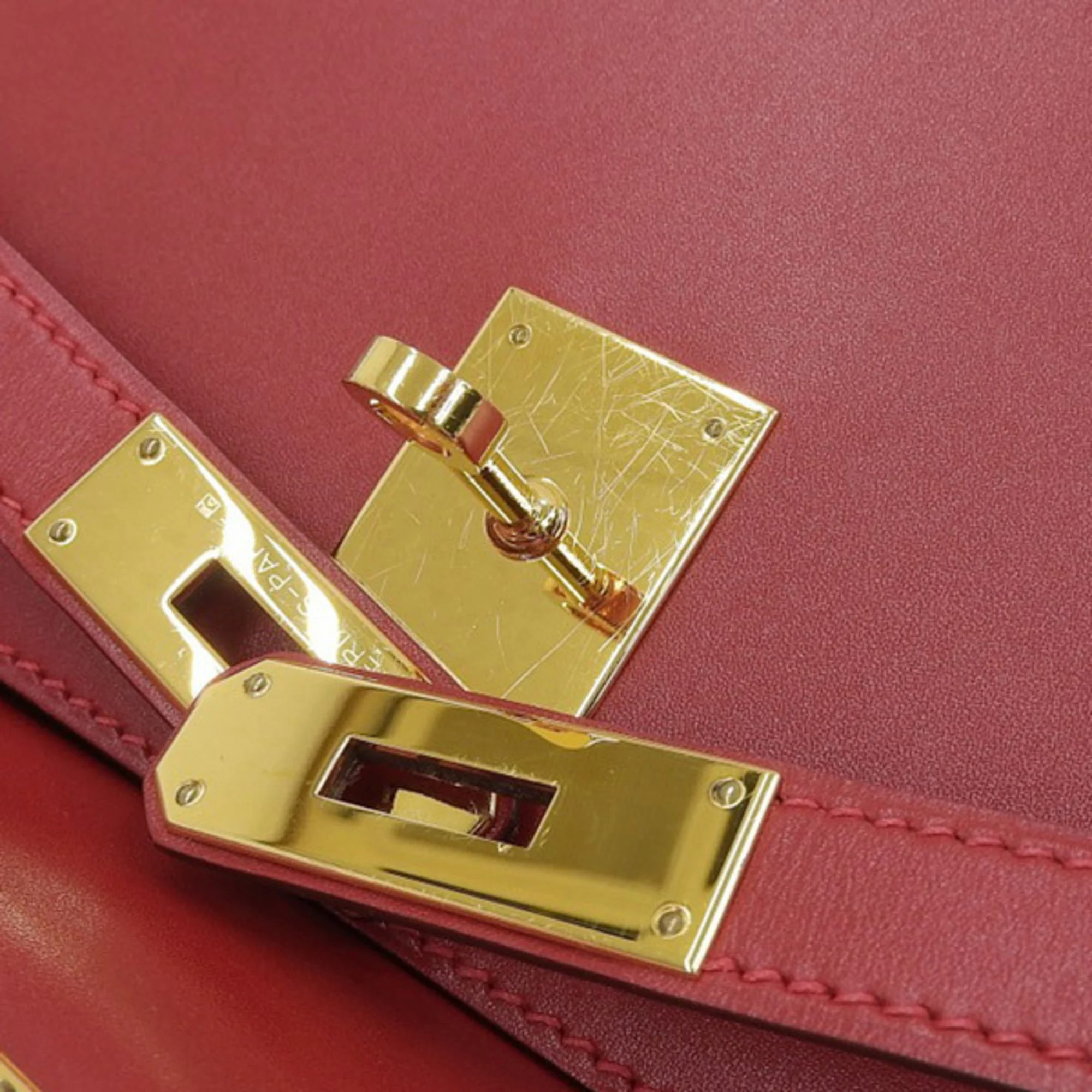 

HERMES Tadelakt Kelly 32 Handbag Red Ladies