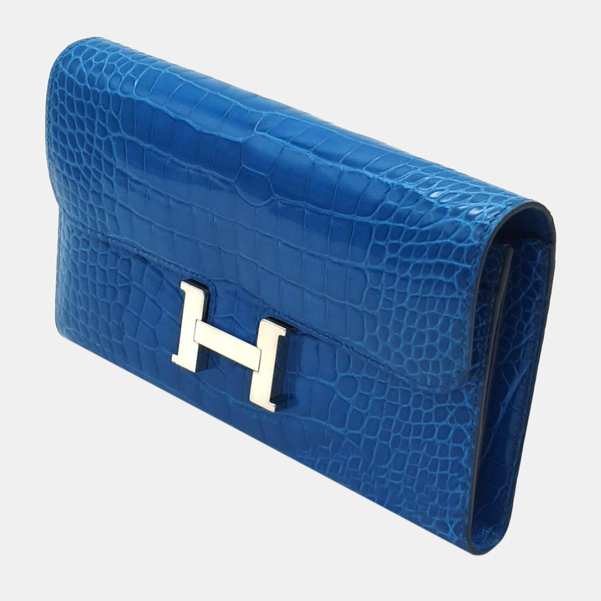 

Hermes Alligator Wani Constance Long Wallet ( R ), Blue