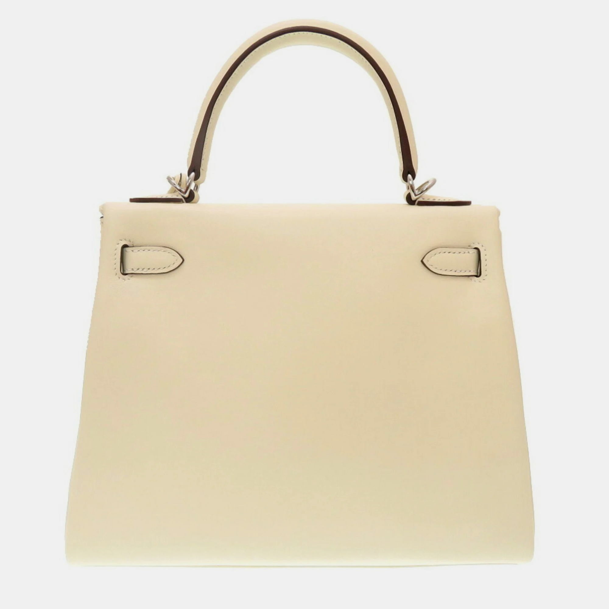 

Hermes Kelly 25 Inner Sewing In-and-Out Vaux Swift Nata U Engraved Handbag 0130, Beige