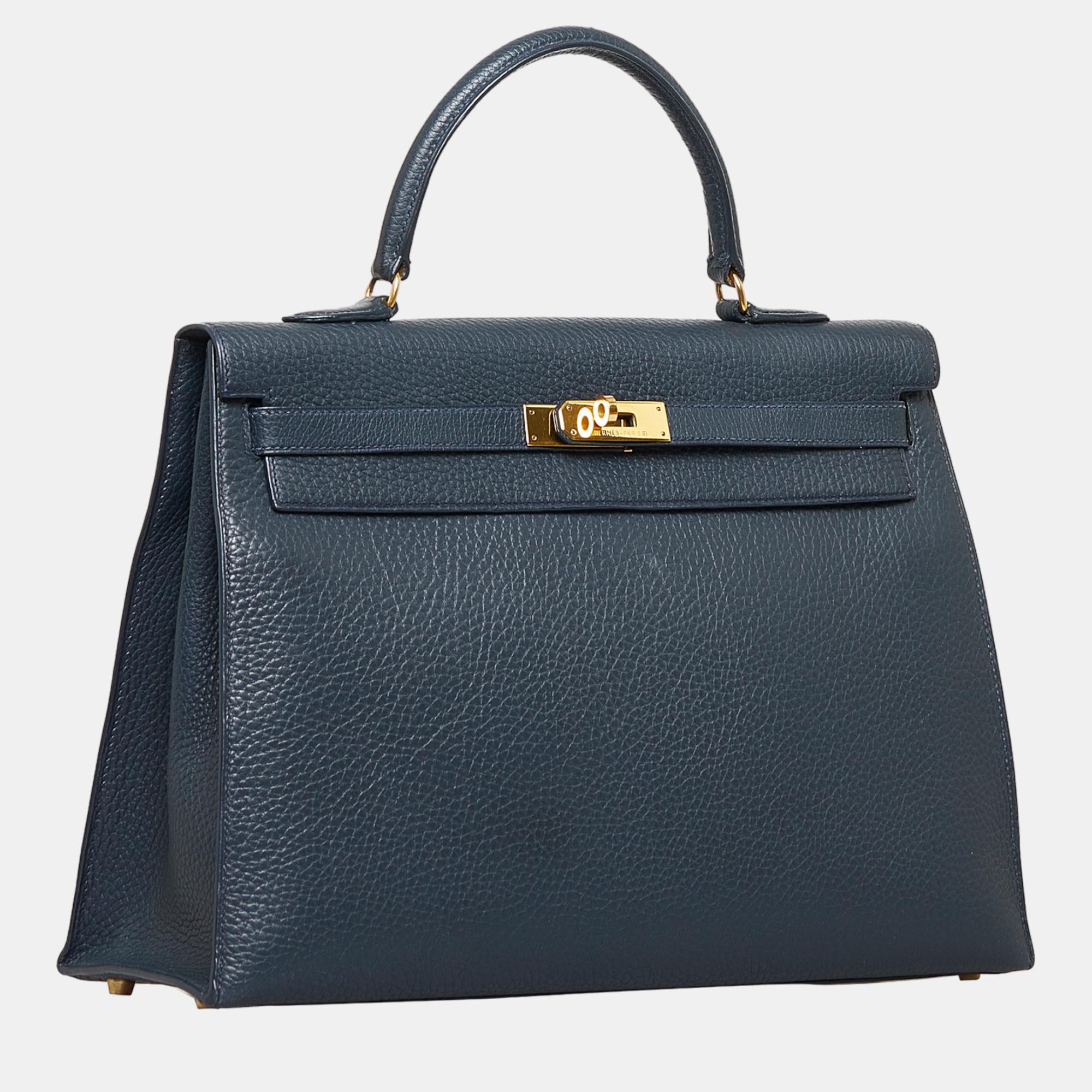 

Hermes Navy Blue Fjord Kelly 35