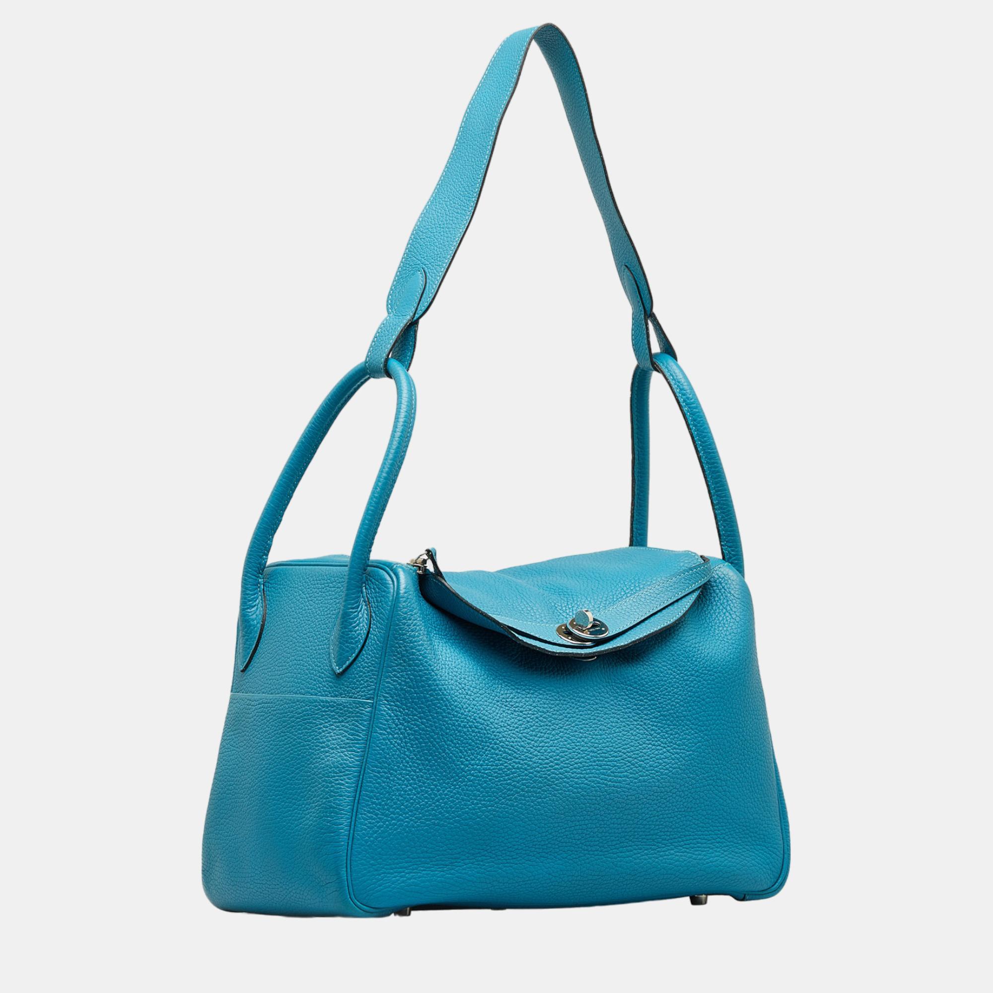 

Hermes Blue Clemence Lindy 34