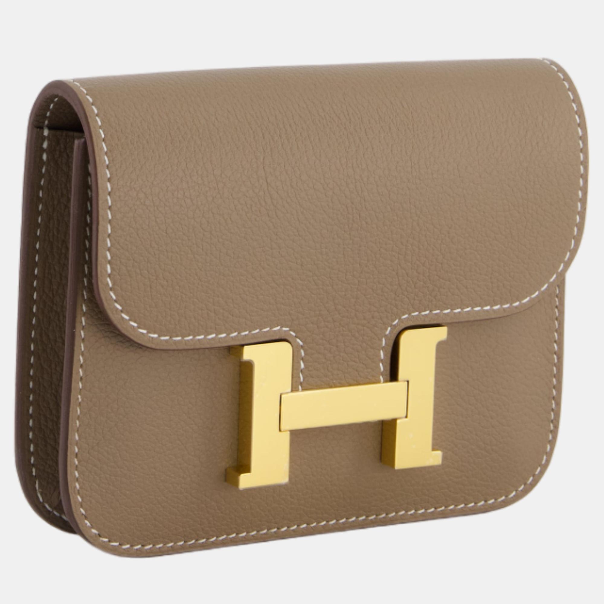 

Hermes Constance Slim Belt Bag in Etoupe Evercolor Leather with Gold Hardware, Brown