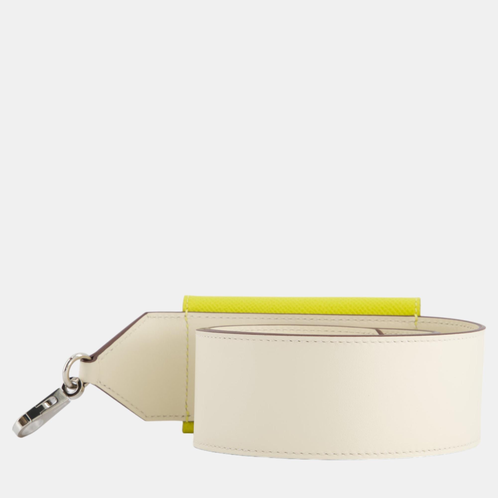 

Hermes Nata Swift & Lime Epsom Bandouliere Kelly Pocket Strap with Palladium Hardware, White