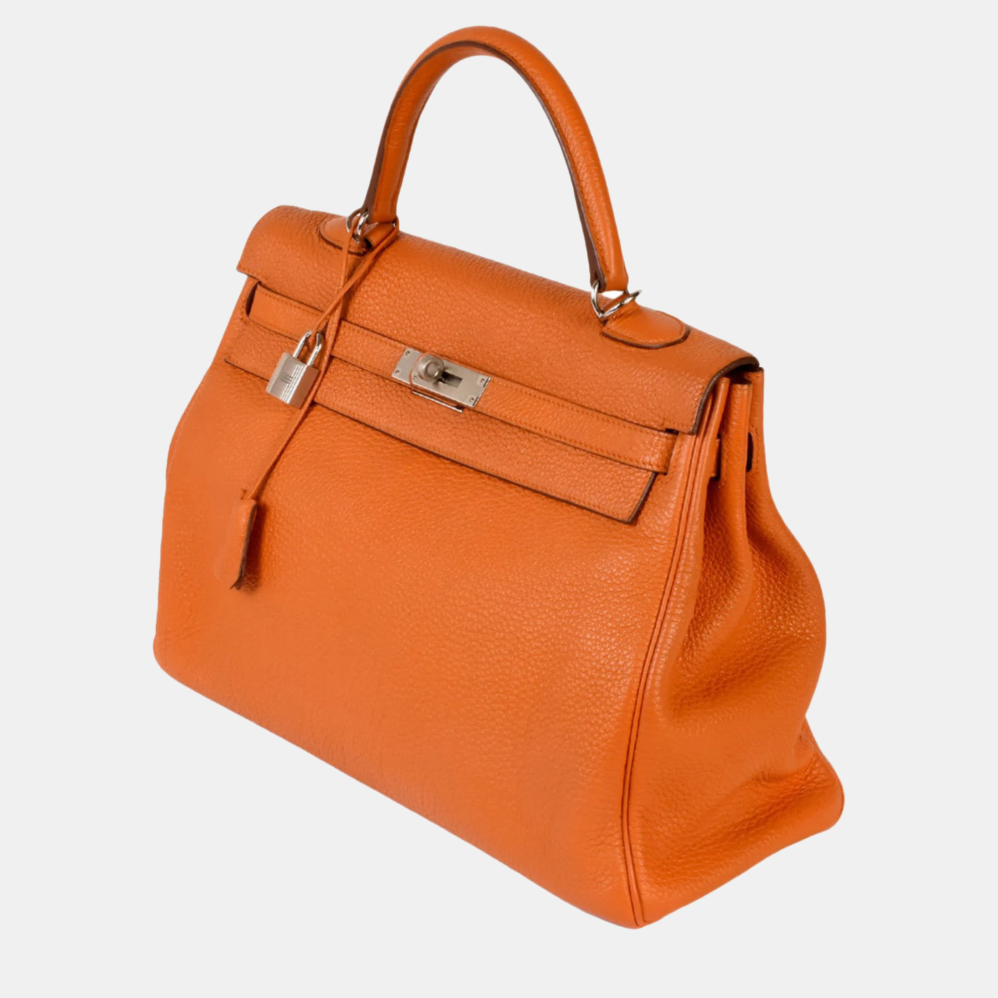 

HERMES Kelly 35 Inner Stitch Orange Togo â¡Q Stamp (Manufactured in 2013) Handbag