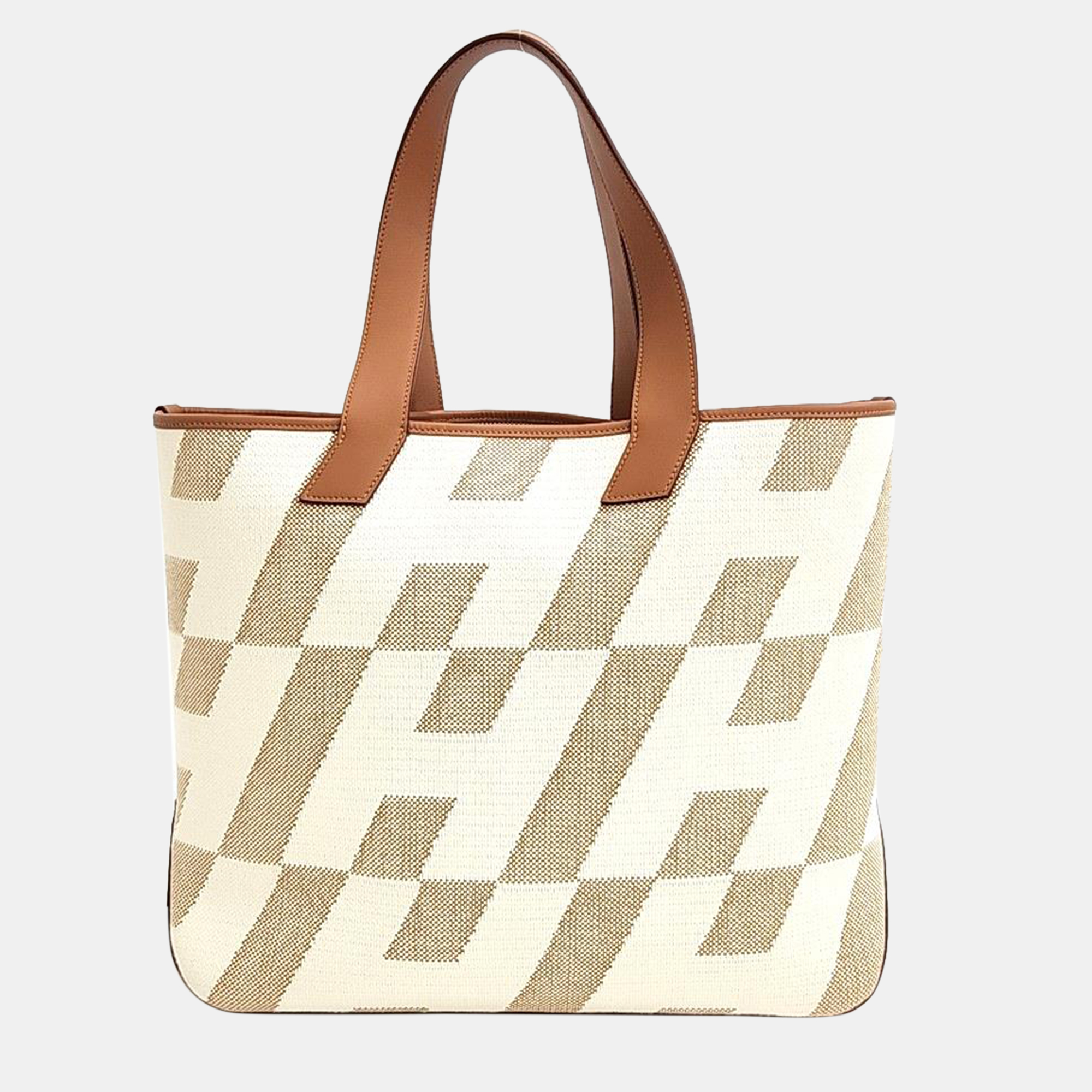 

Hermes Ivory/Brown Cabas H Biais 40 Bag, Grey