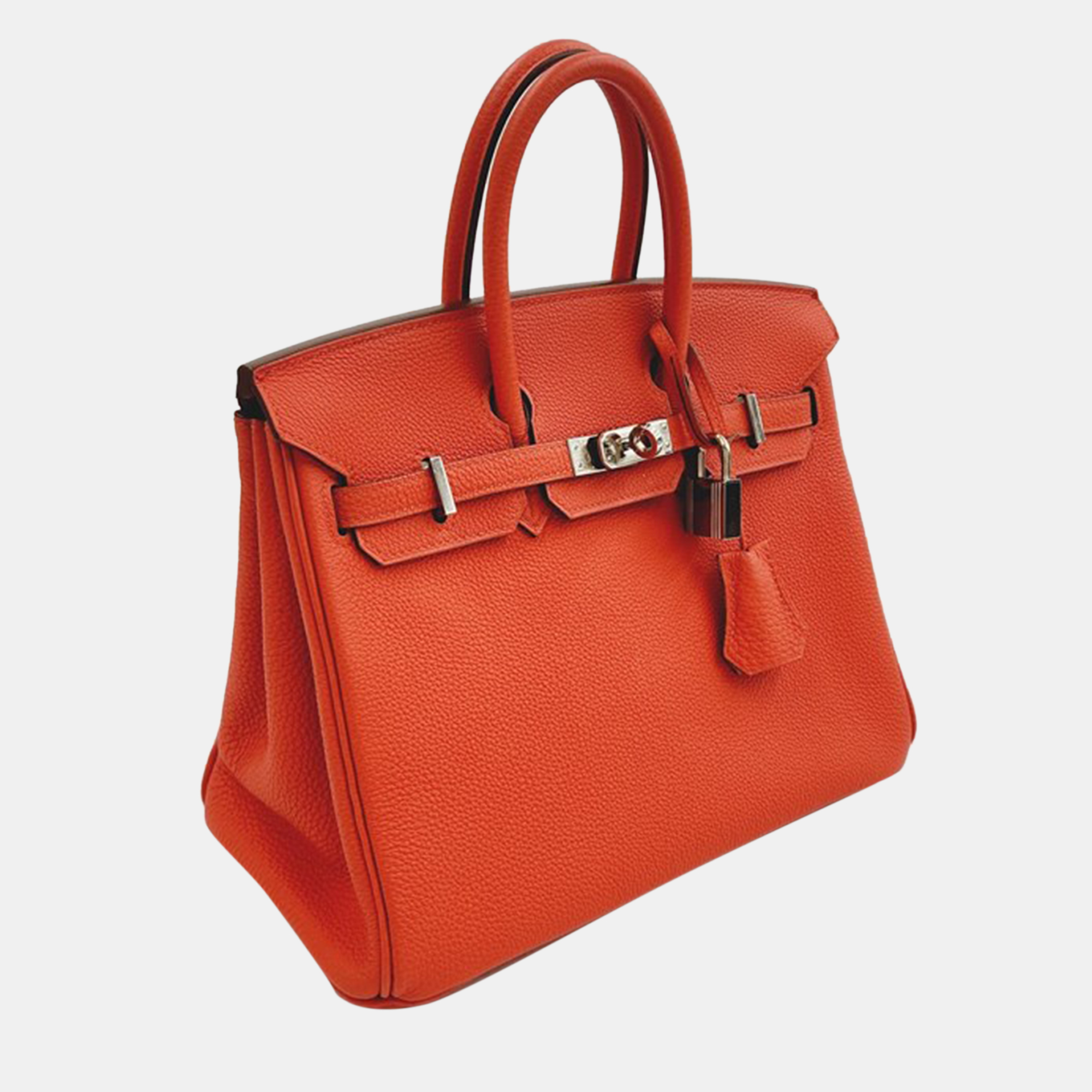 

Hermes Orange Leather Birkin 25 Bag