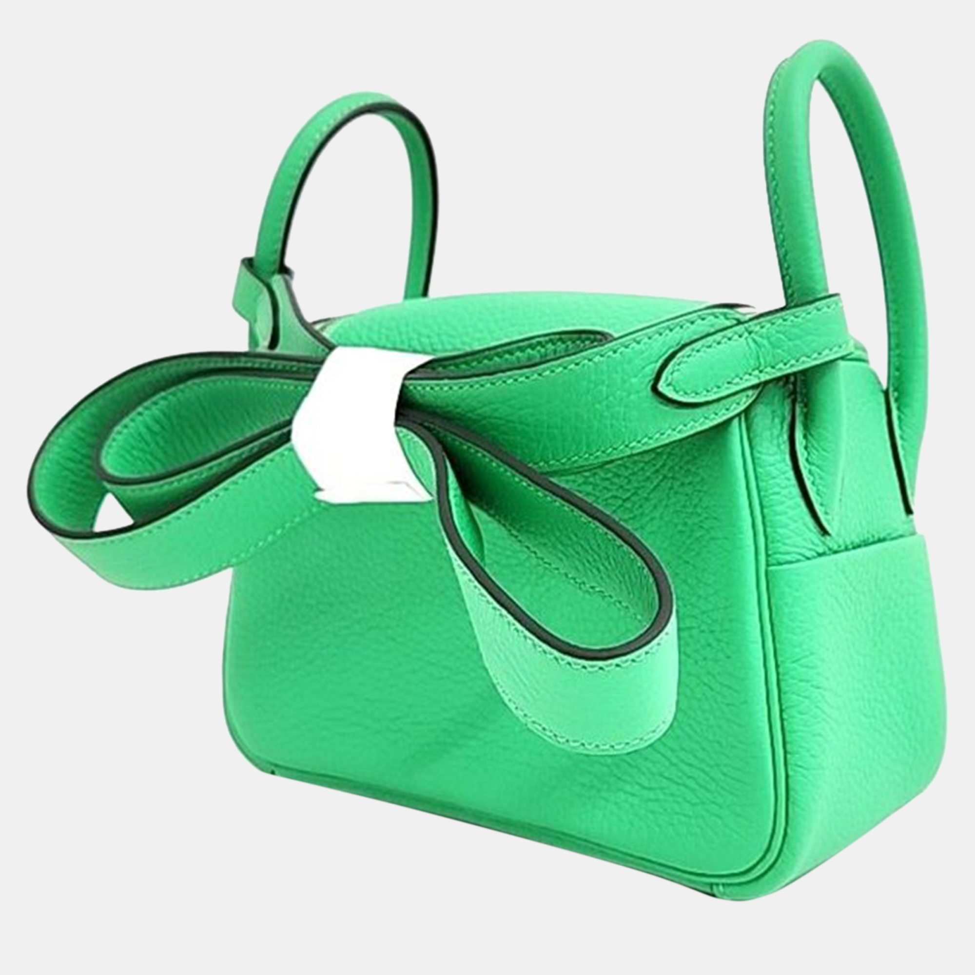 

Hermes Green Leather Lindy 19 Bag