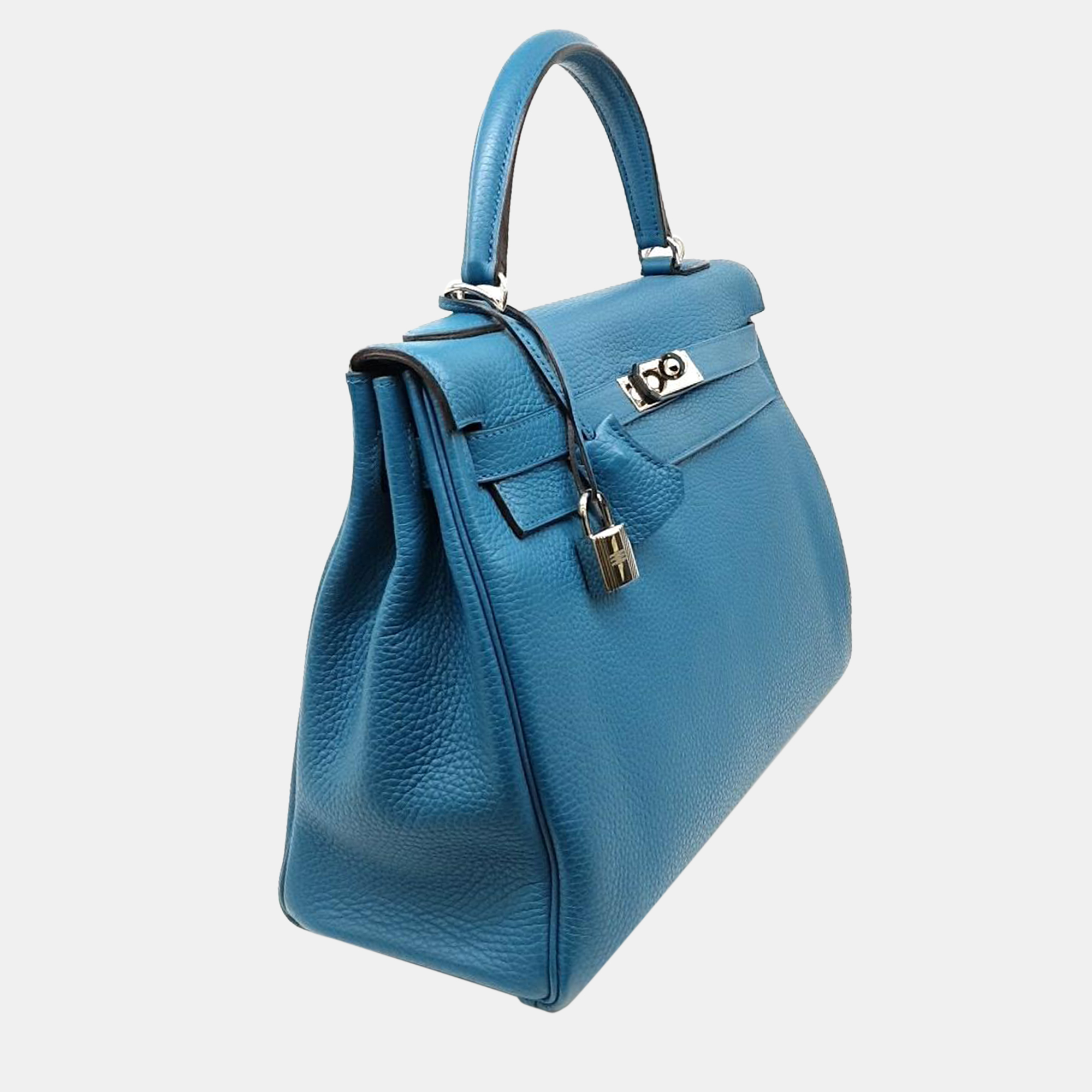 

Hermes Blue Clemence Leather Kelly 32 Bag