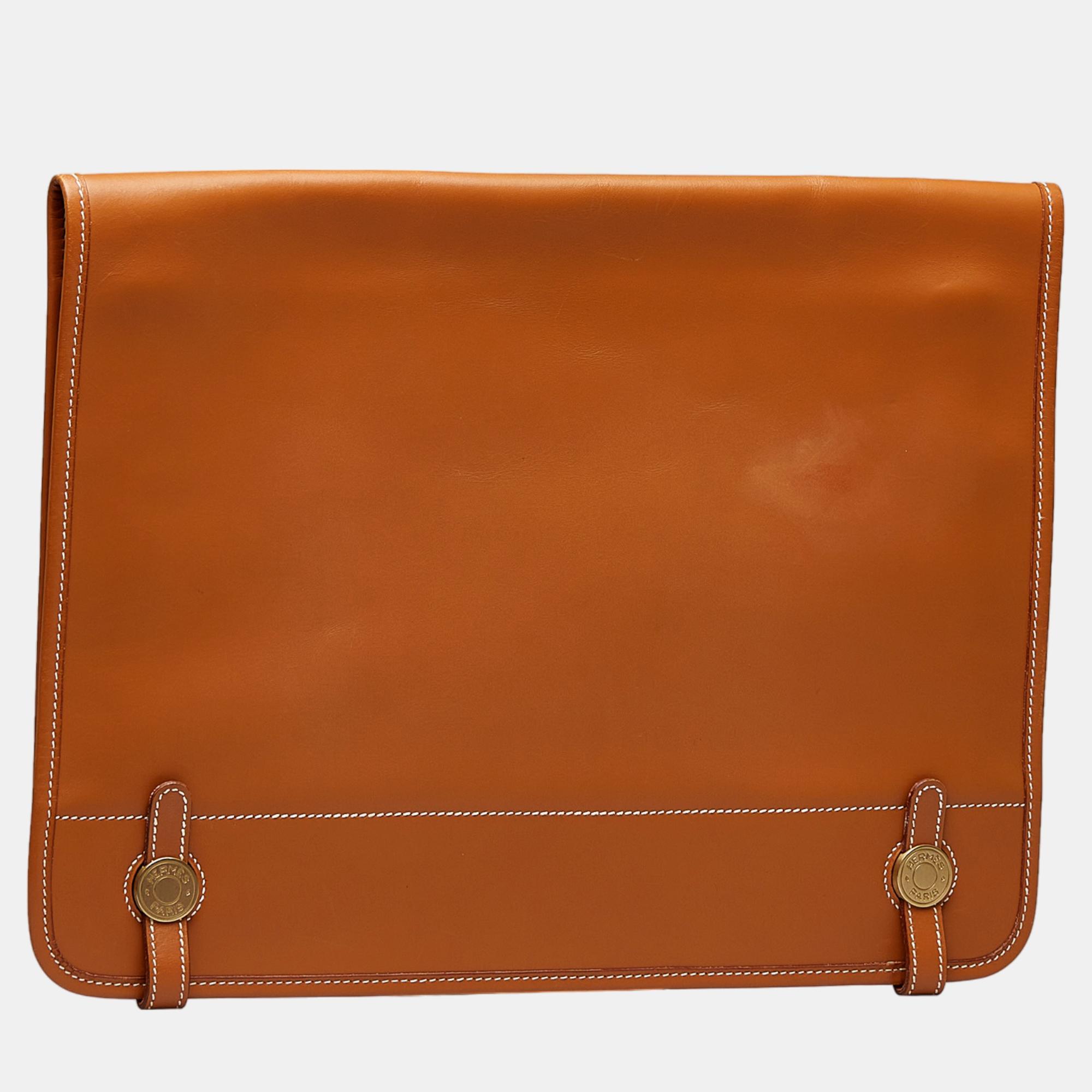

Hermes Brown Dogon Clutch Bag