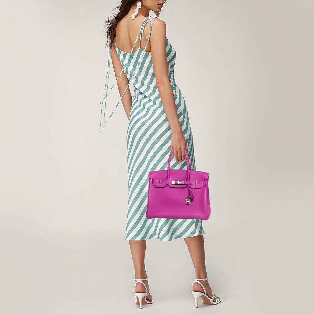

Hermès Rose Pourpre Togo Leather Palladium Finish Birkin 30 Bag, Pink