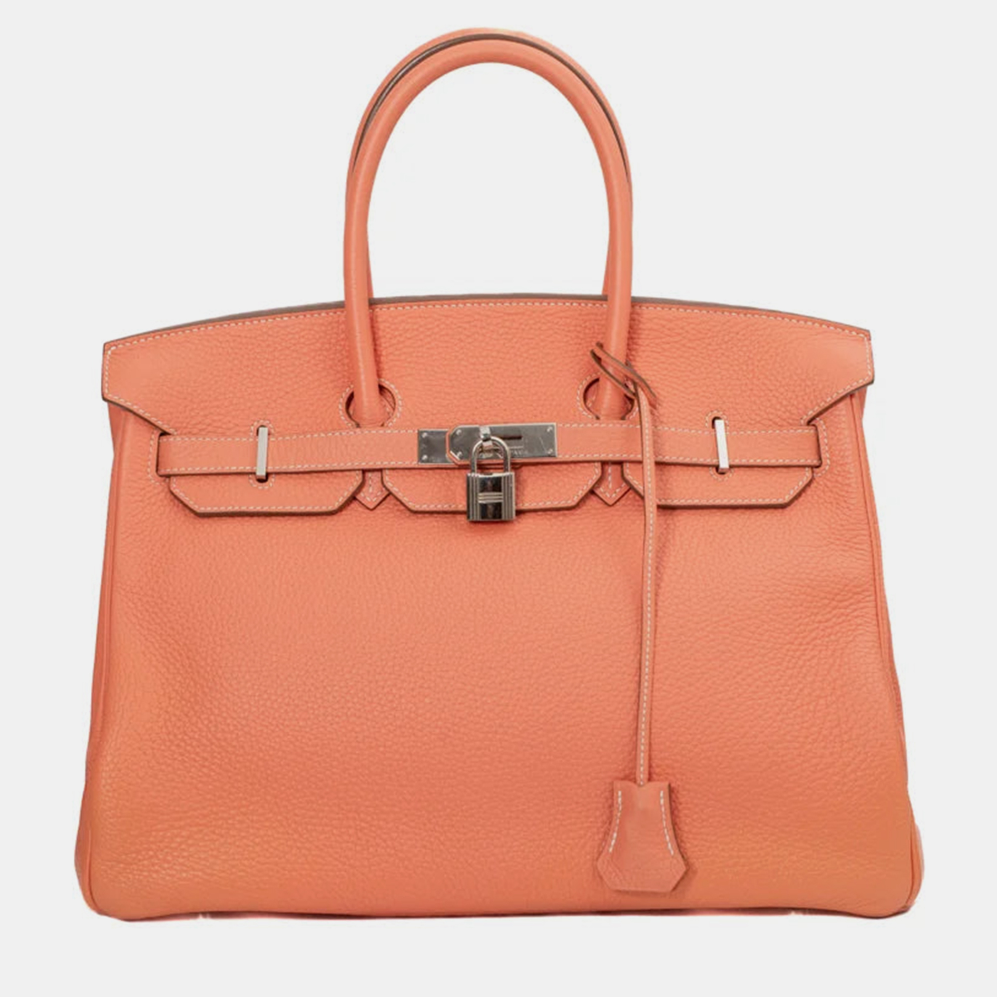 

Hermes Orange Leather Birkin 35 Bag