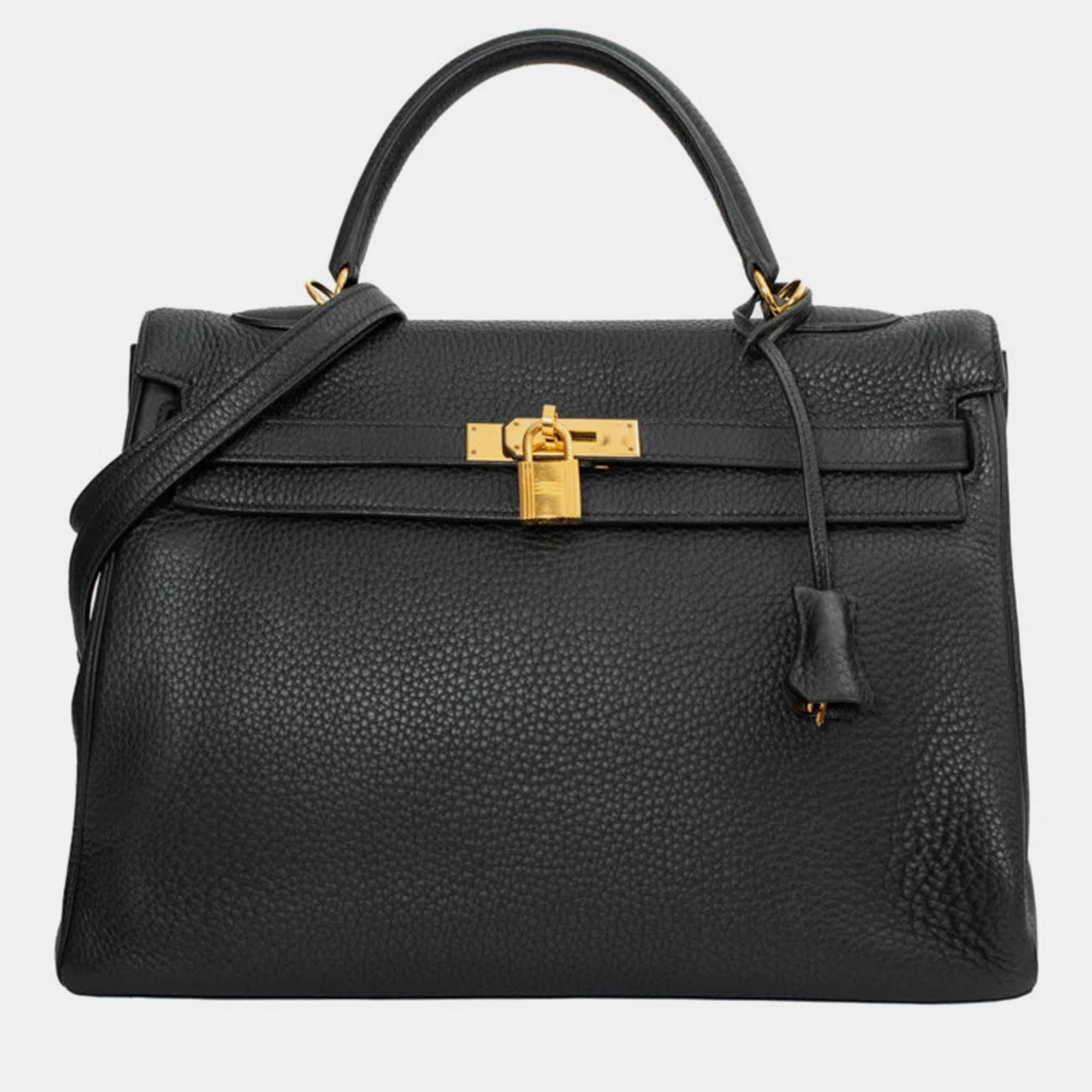 

Hermes Black leather Kelly Retourne 35 Bag