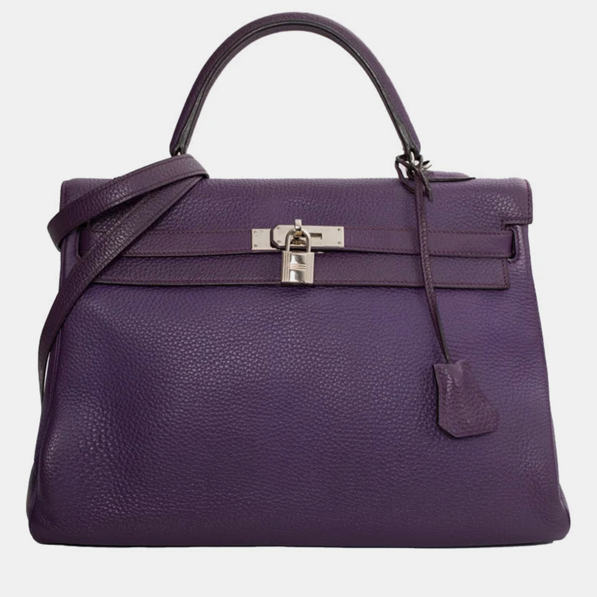 

Hermes Purple leather Kelly Retourne 35 Bag