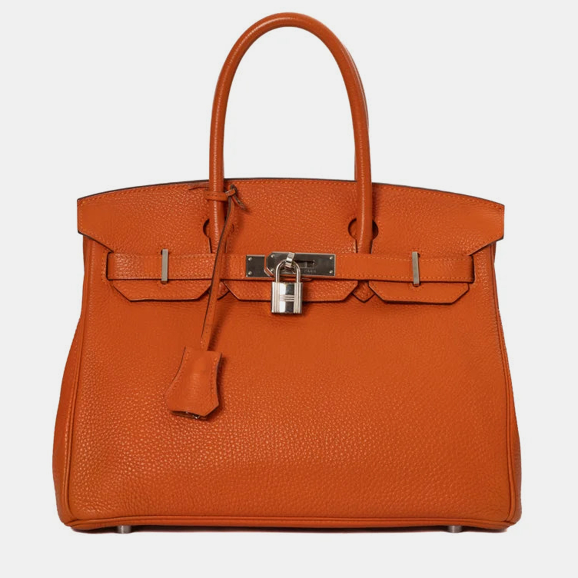 

Hermes Orange leather Birkin 30 Bag
