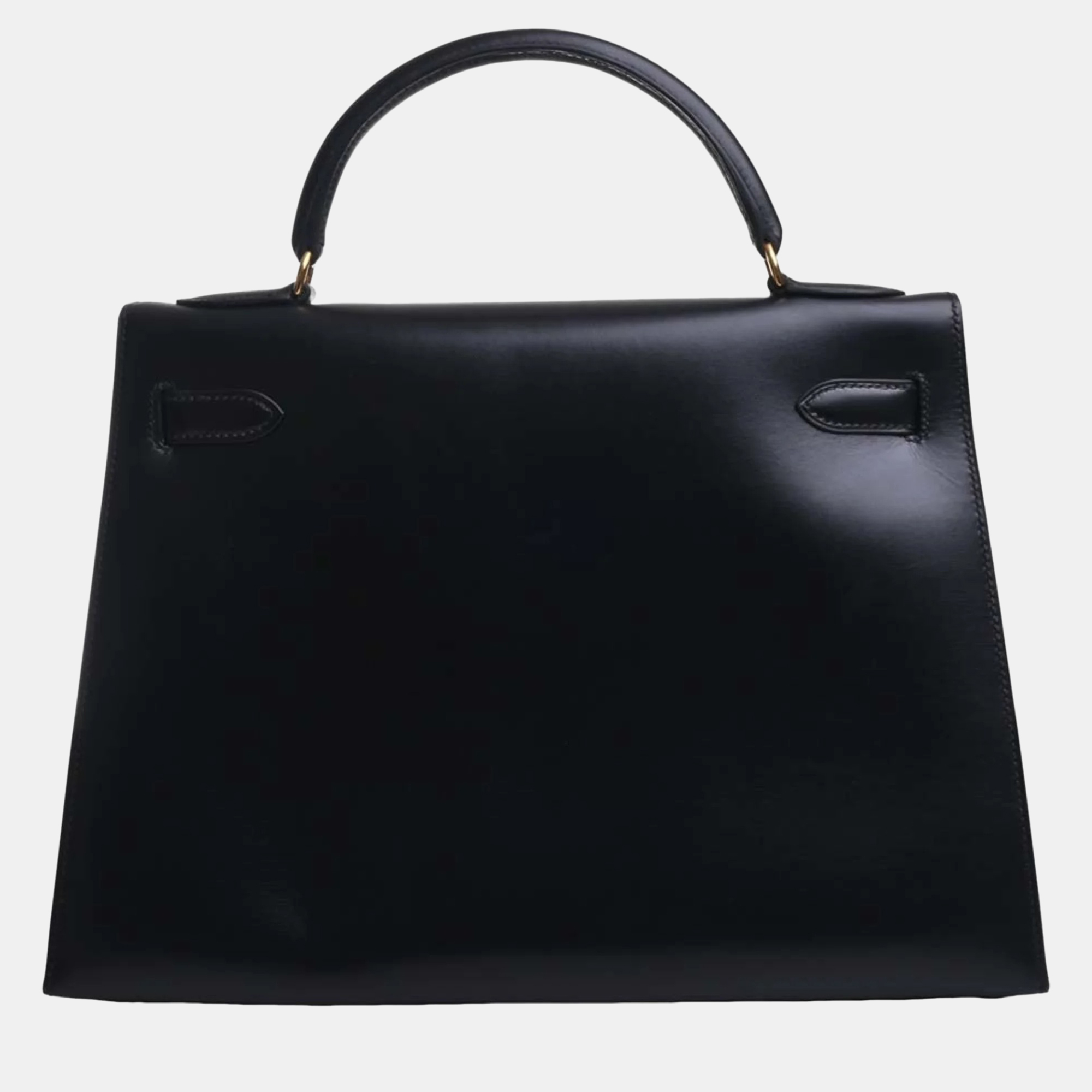

HERMES Box Calf Kelly 32 Handbag Black Ladies