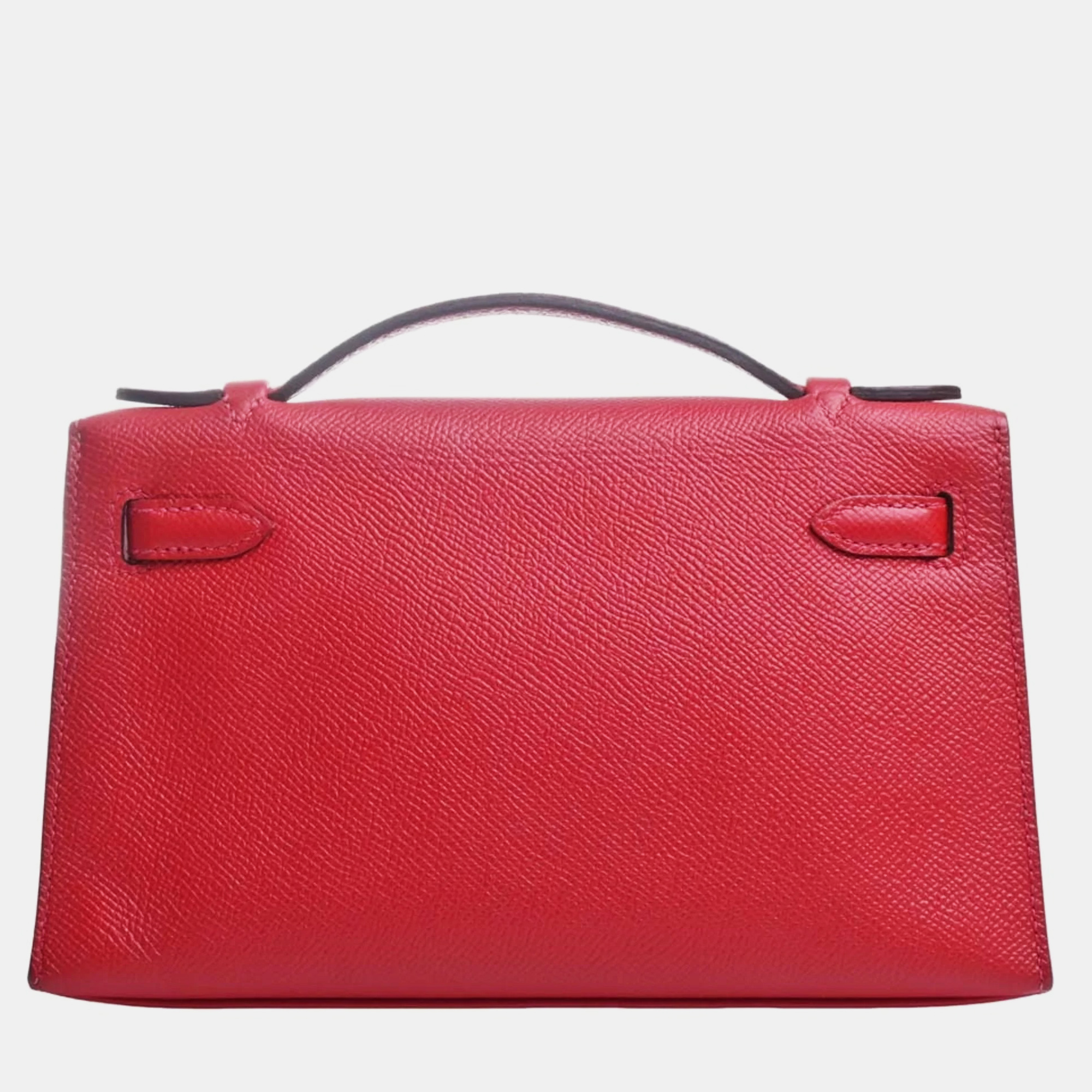 

HERMES Vaux Epson Pochette Kelly Handbag Red Ladies