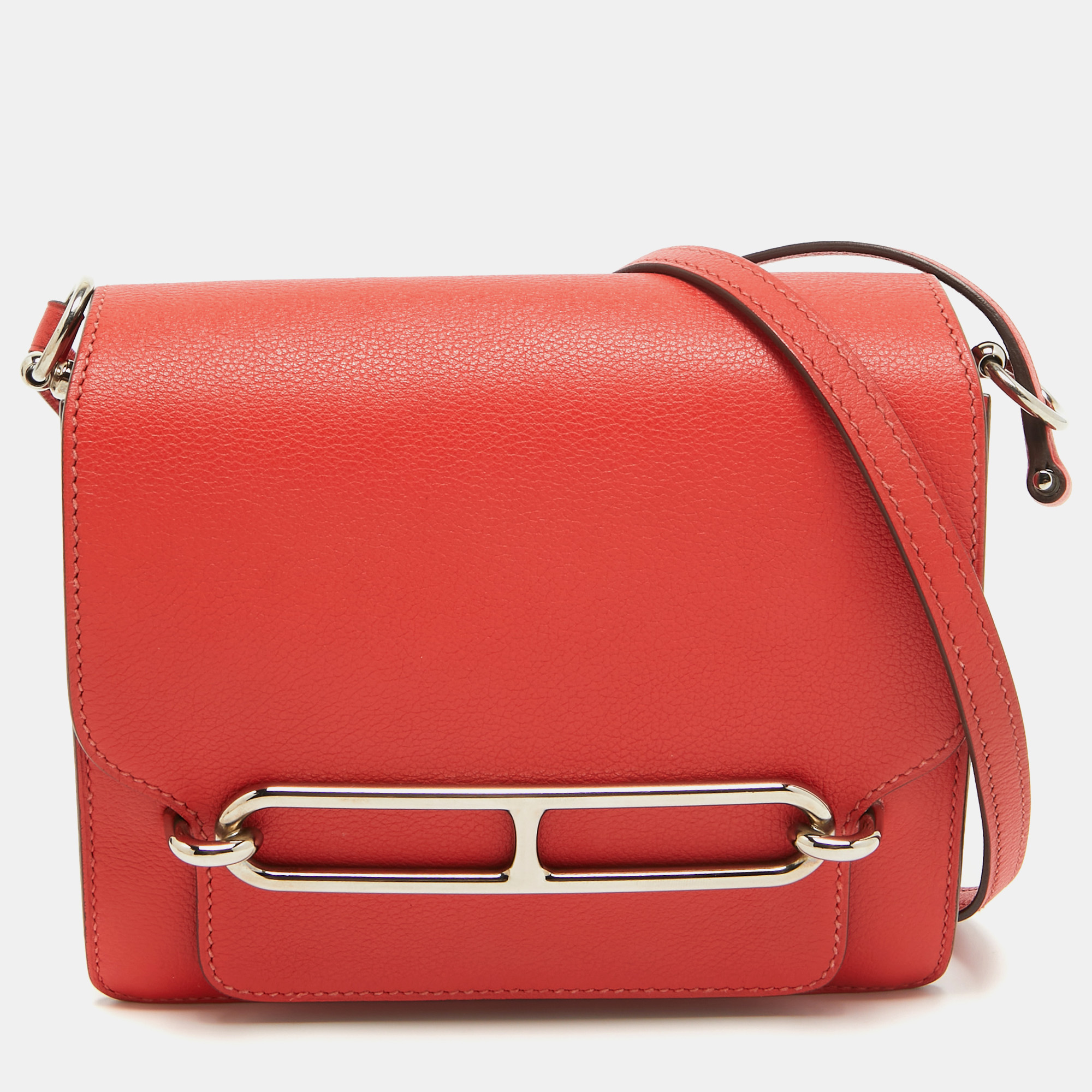 

Hermes Rouge Tomate Evercolor Leather Roulis Mini Bag, Red