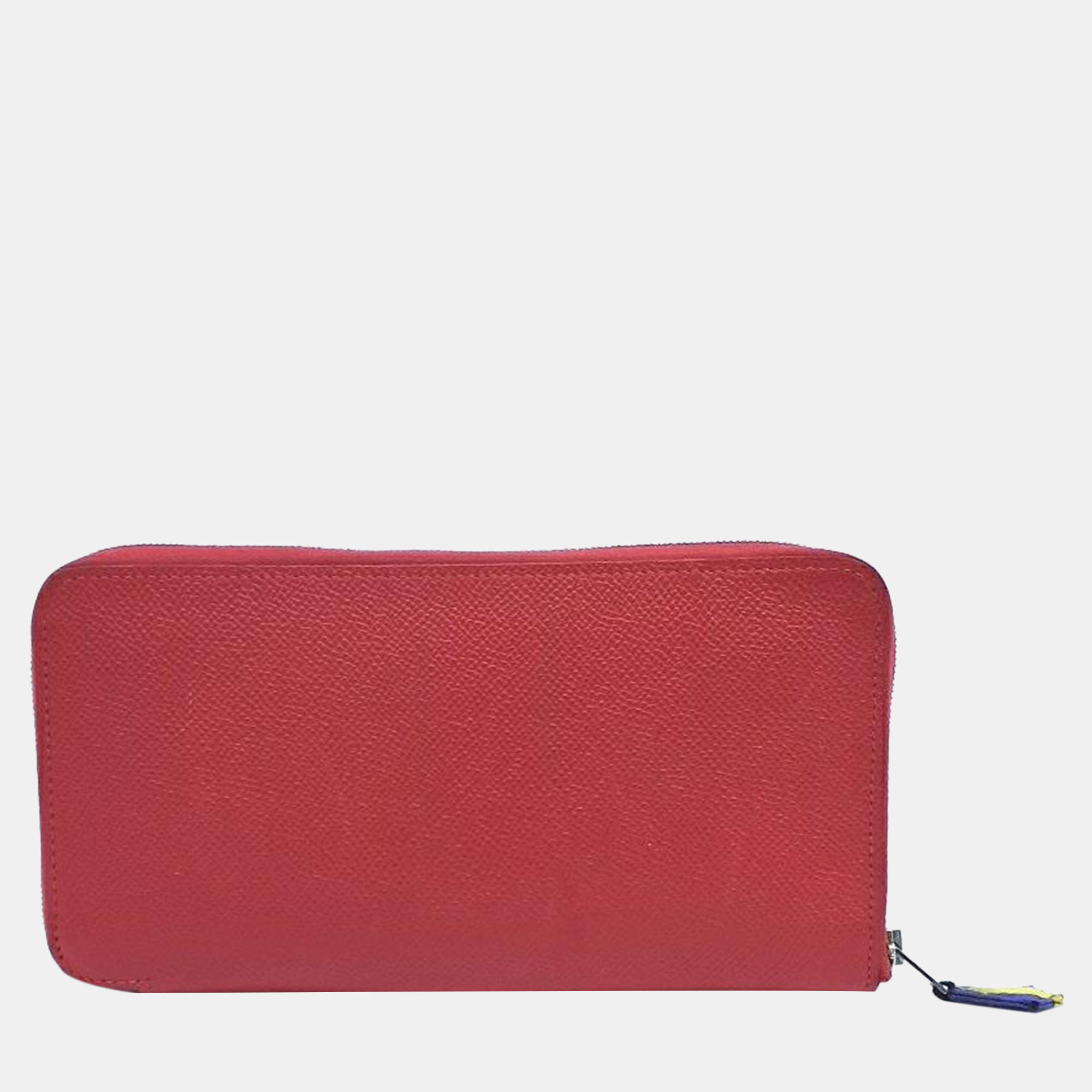 Pre-owned Hermes Rose Jaipur Epsom Leather Azap Silk In Zip Around Wallet In Red