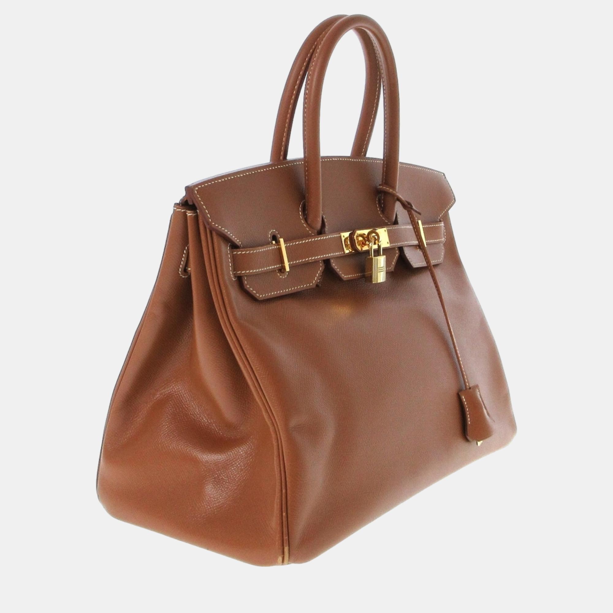 

Hermes Brown Leather Birkin 35 handbag