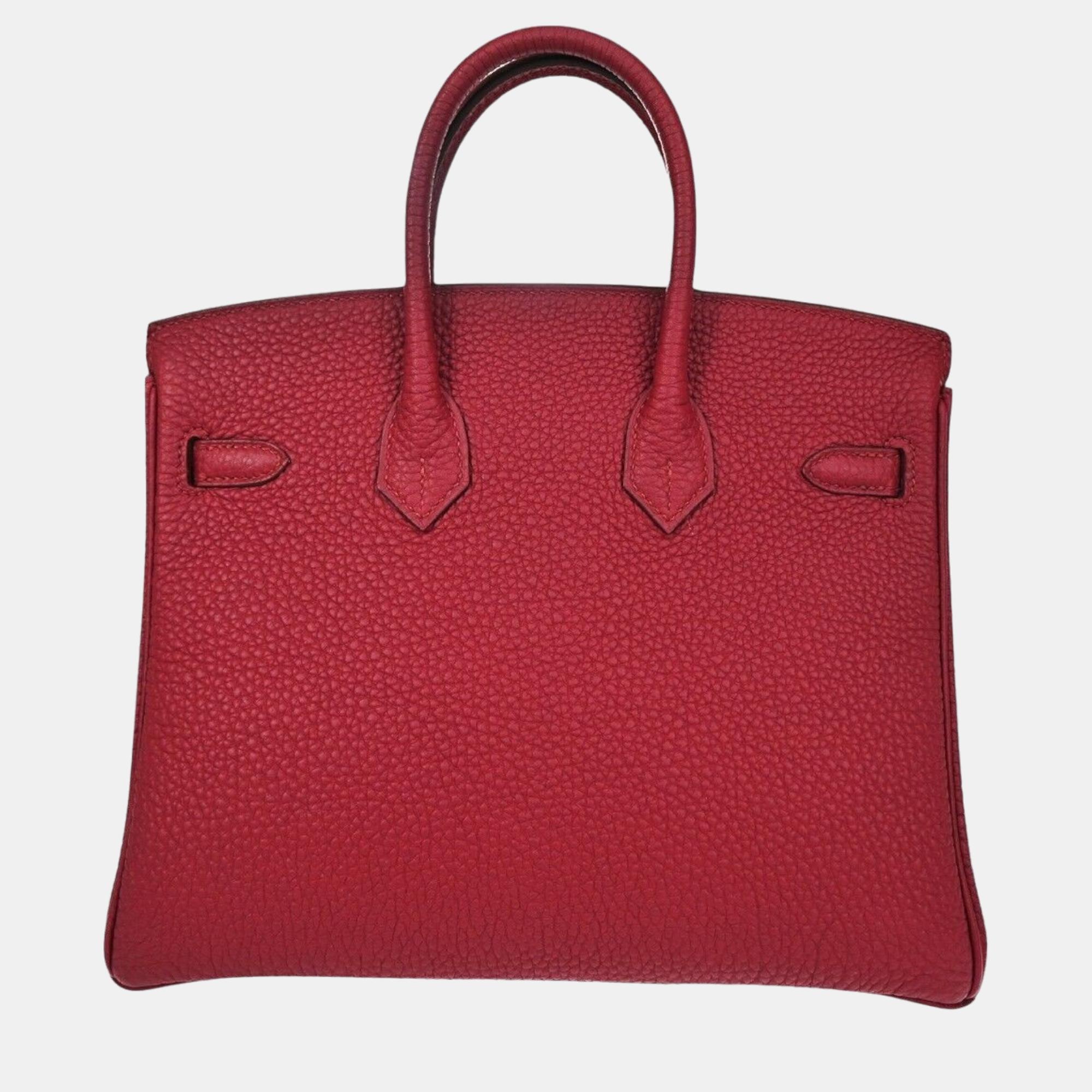 

Hermes Red Leather Birkin 25 handbag, Burgundy