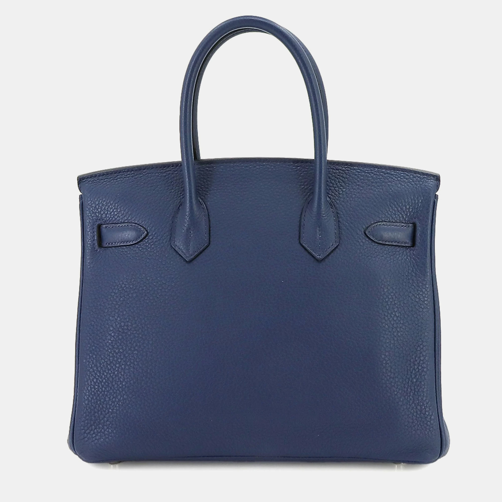 

HERMES Birkin 30 Hand Bag Taurillon Clemence Blue de Malte □N Engraved Silver Hardware