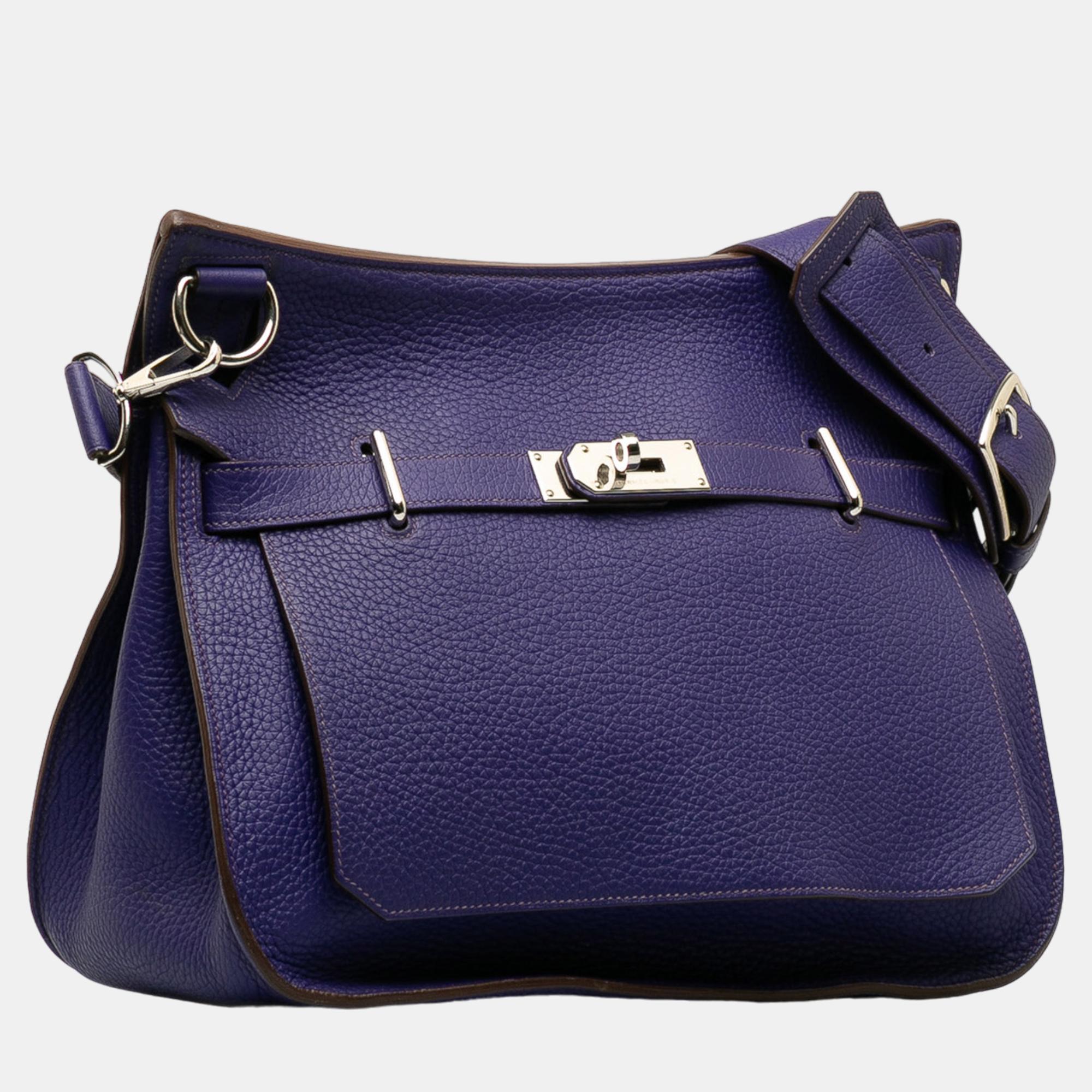 

Hermes Purple Taurillon Clemence Jypsiere 34