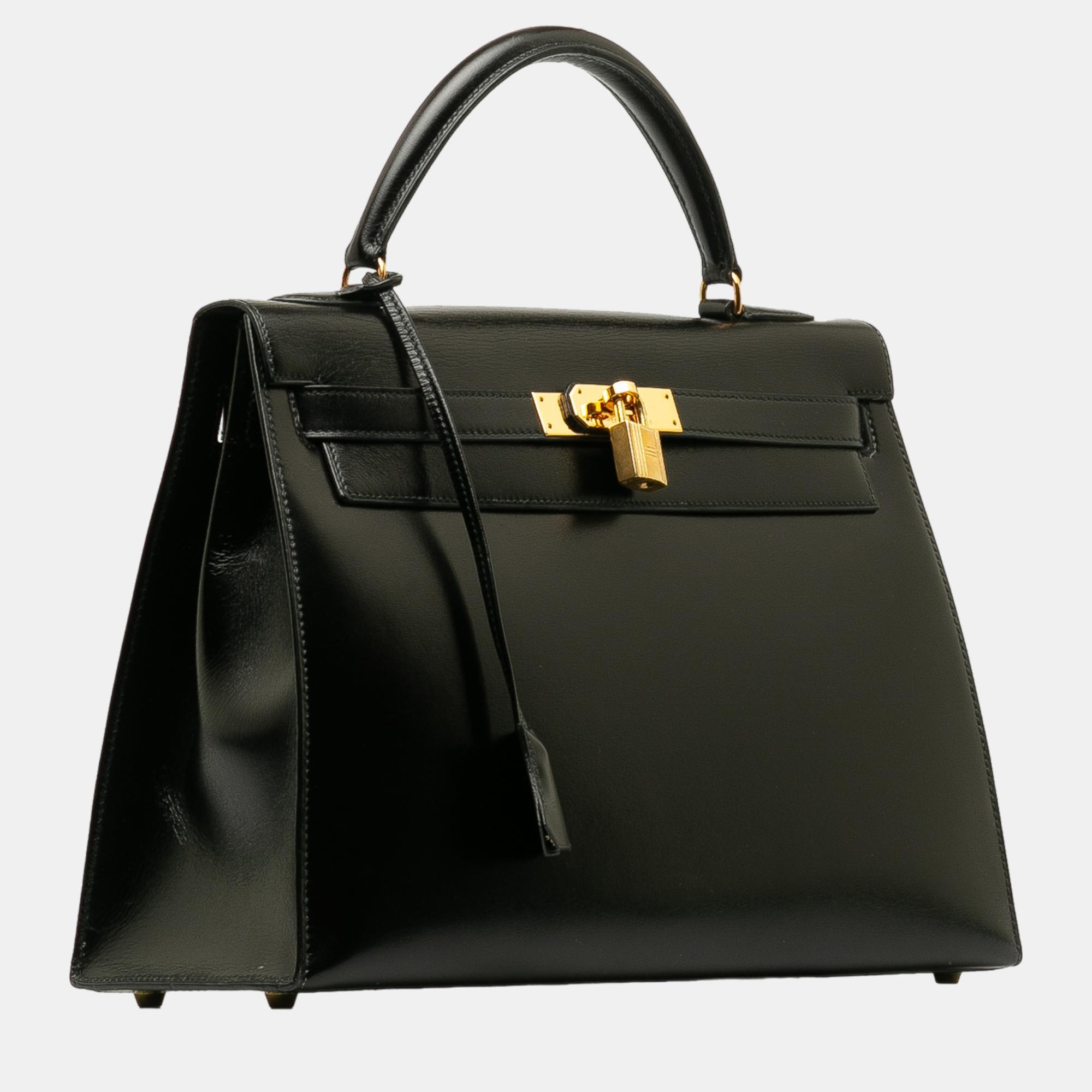 

Hermes Black 1990 Box Calf Kelly 32