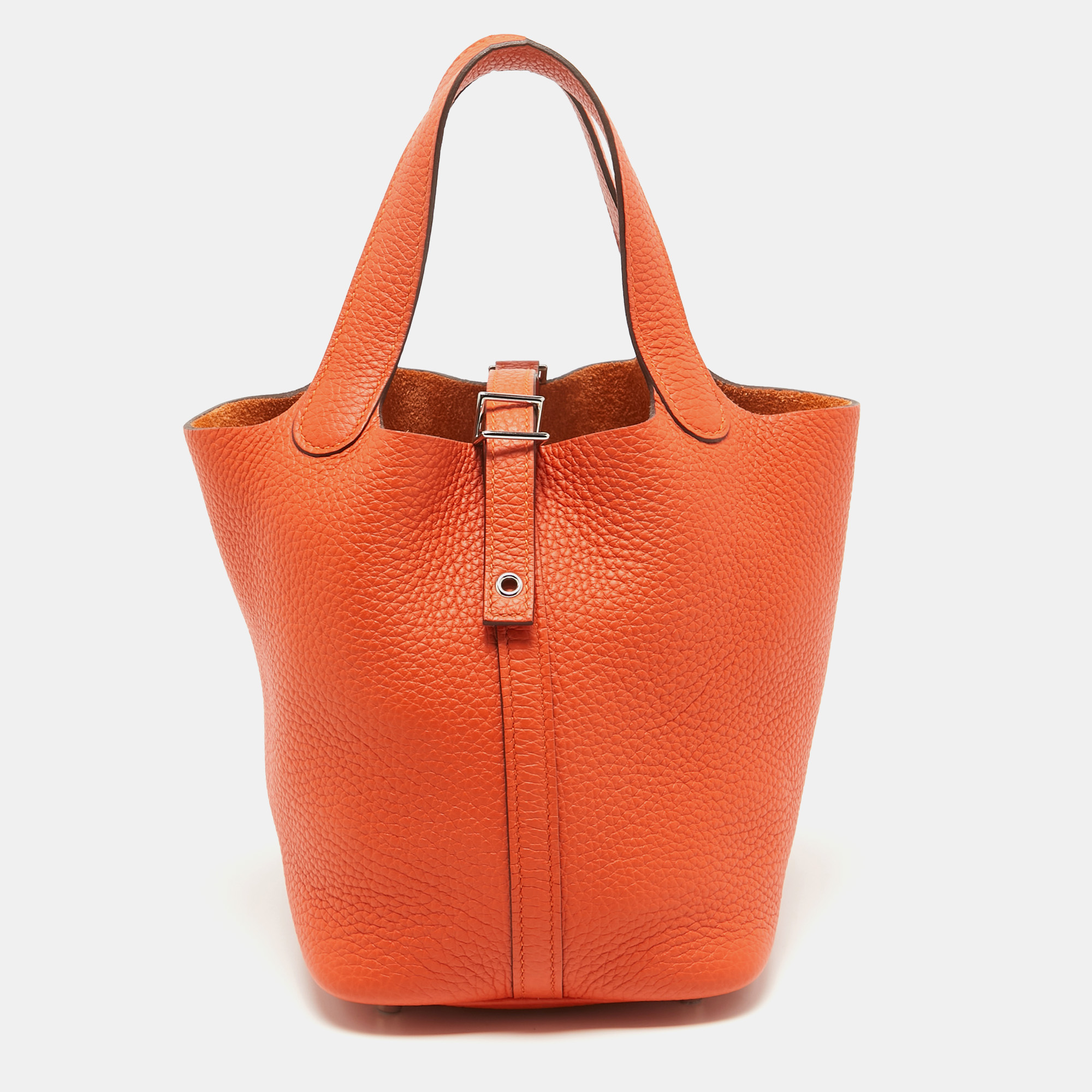 

Hermes Feu Taurillon Clemence Leather Picotin Lock 18 Bag, Orange
