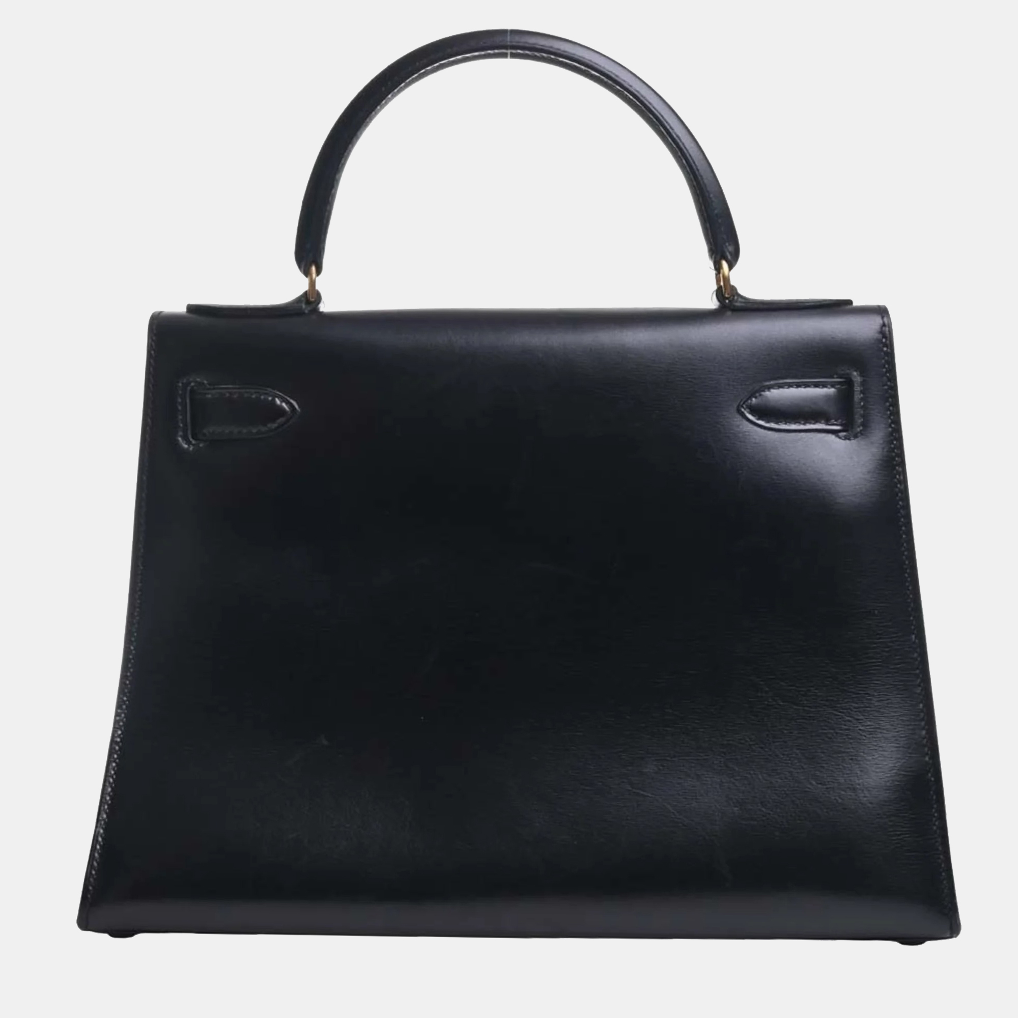 

HERMES Box Calf Kelly 28 Handbag Black Ladies