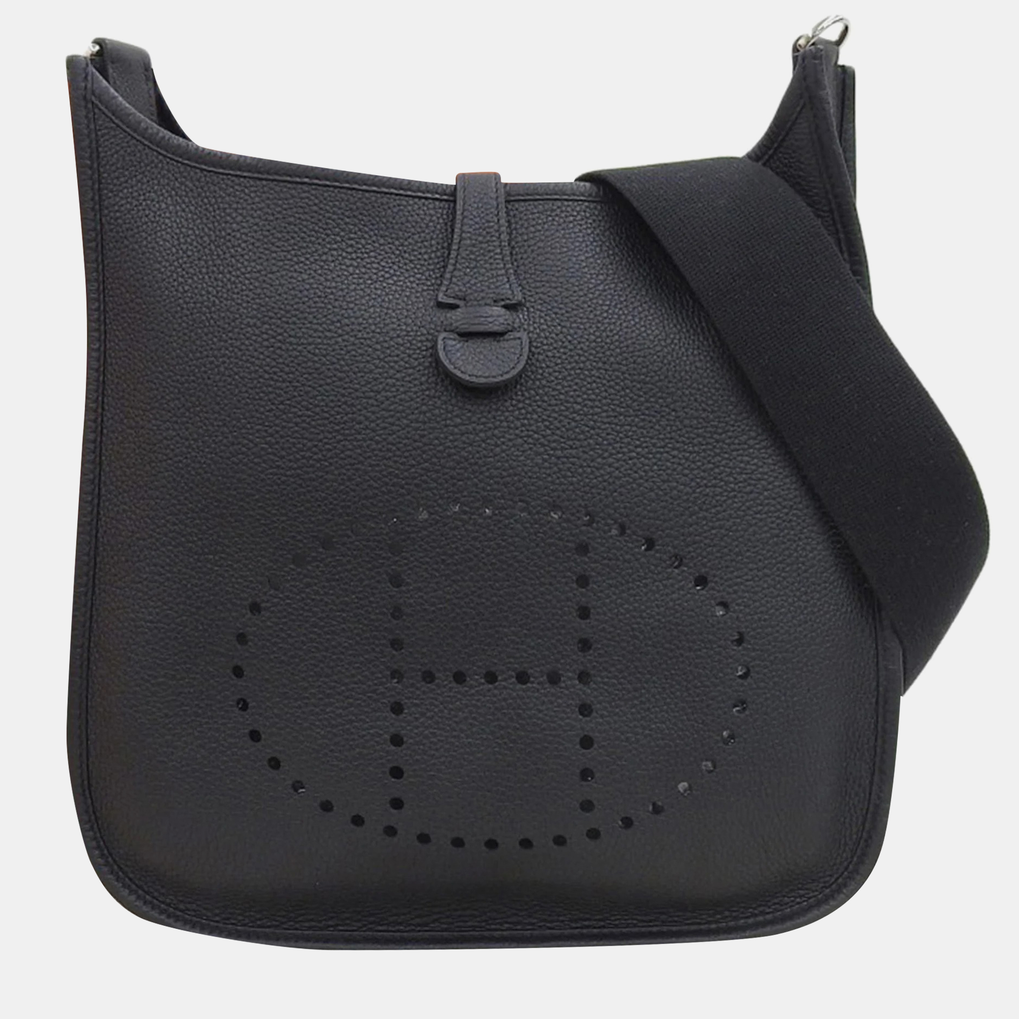 

HERMES Evelyn 1 PM Shoulder Bag Taurillon Clemence Black  stamp