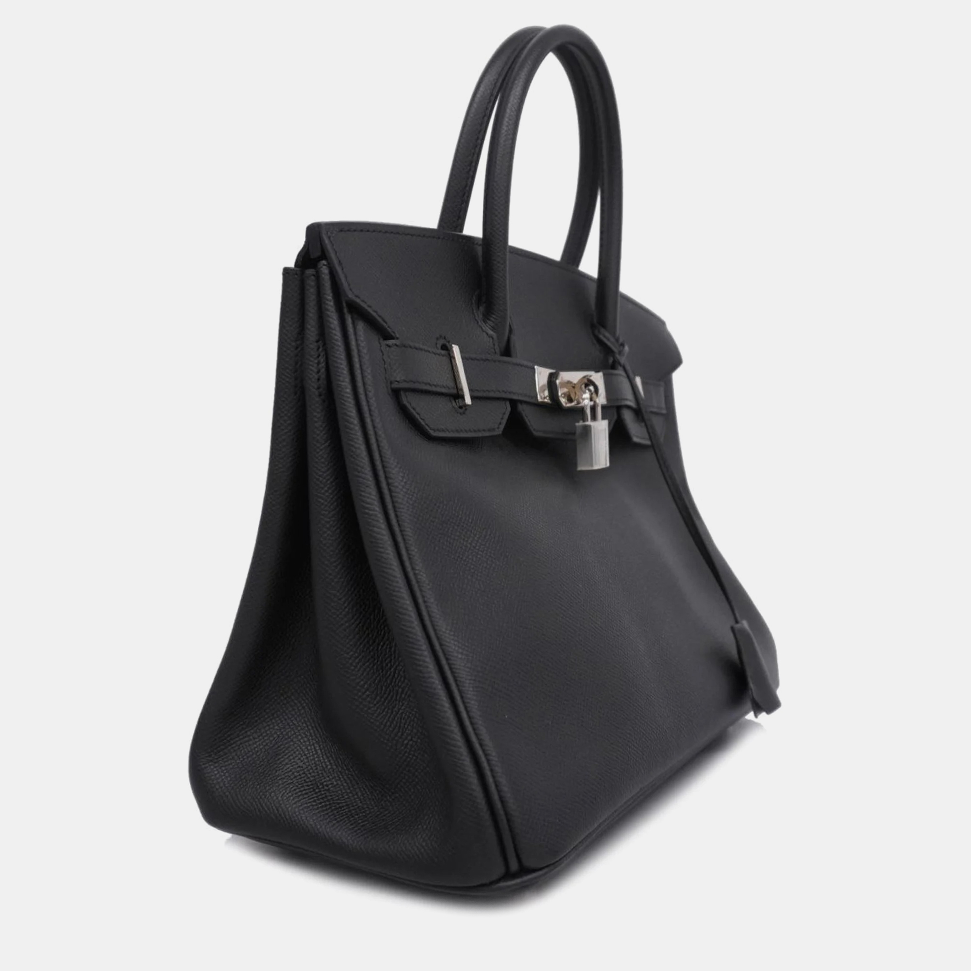 

Hermes Handbag Birkin 30 N Engraved Vaux Epson Black Silver Hardware Women's