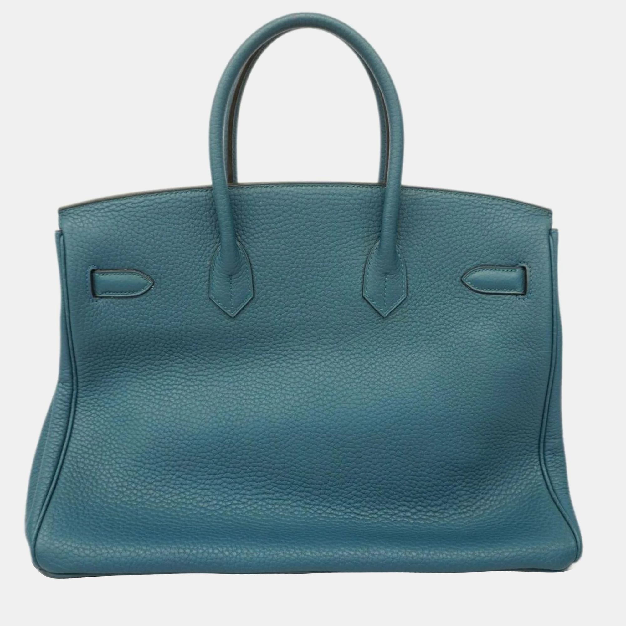 

Hermes Handbag Birkin 35 □P Engraved Taurillon Clemence Bruton Pet Silver Hardware Ladies, Blue