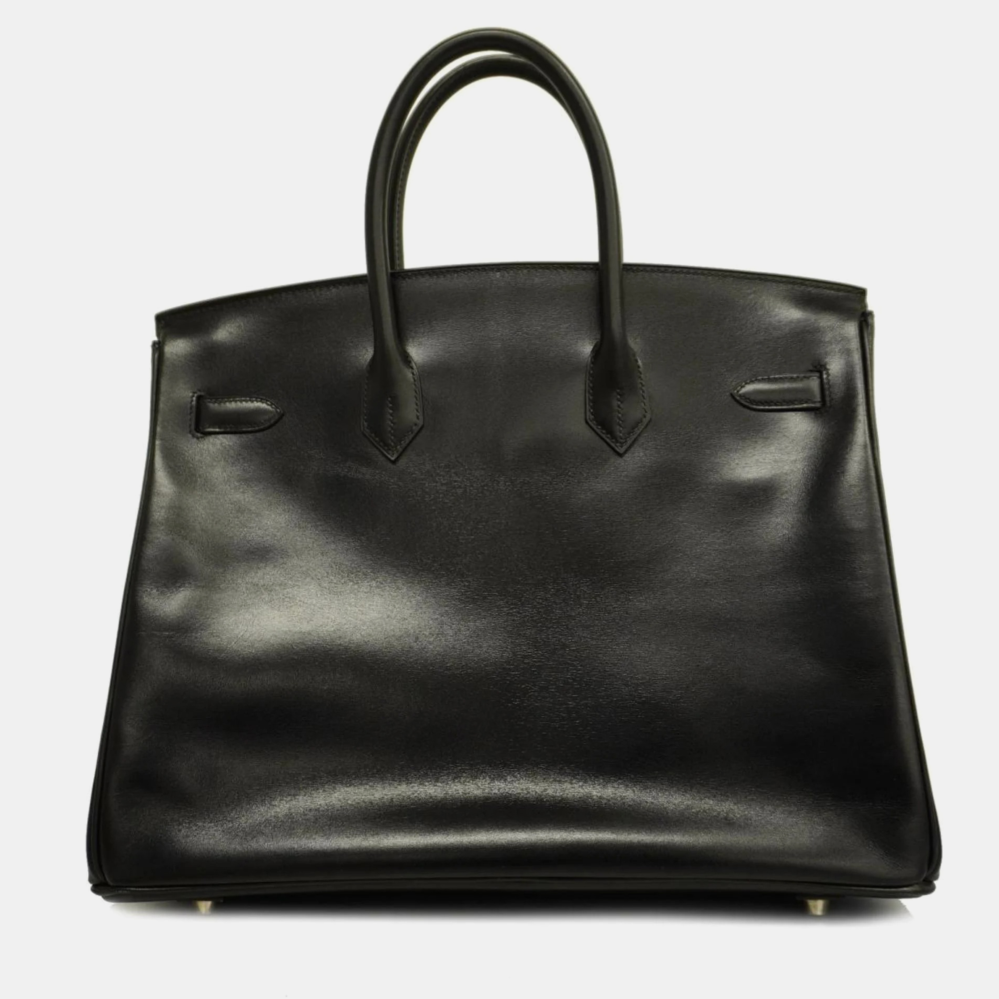 

Hermes handbag Birkin 35 box calf black silver hardware ladies