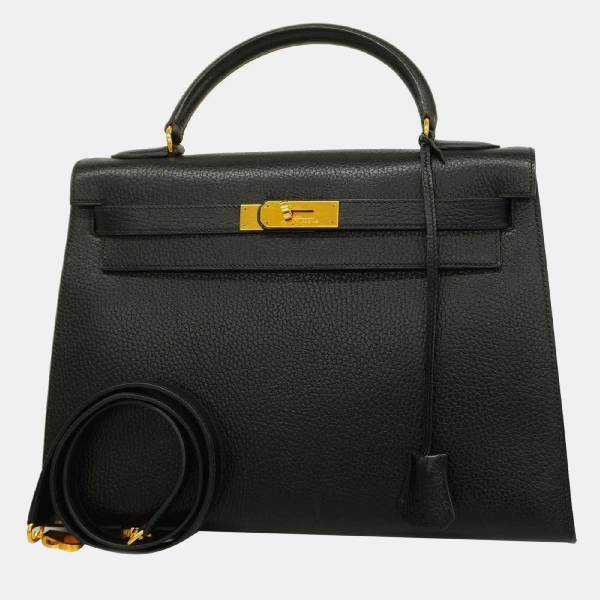 

Hermes Handbag Kelly 32 Ardennes Black Gold Hardware Women's