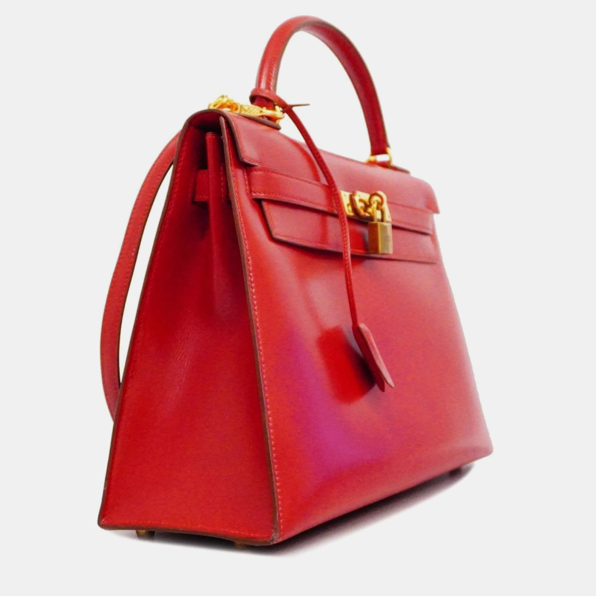 

Hermes handbag Kelly 32 box calf red gold hardware ladies