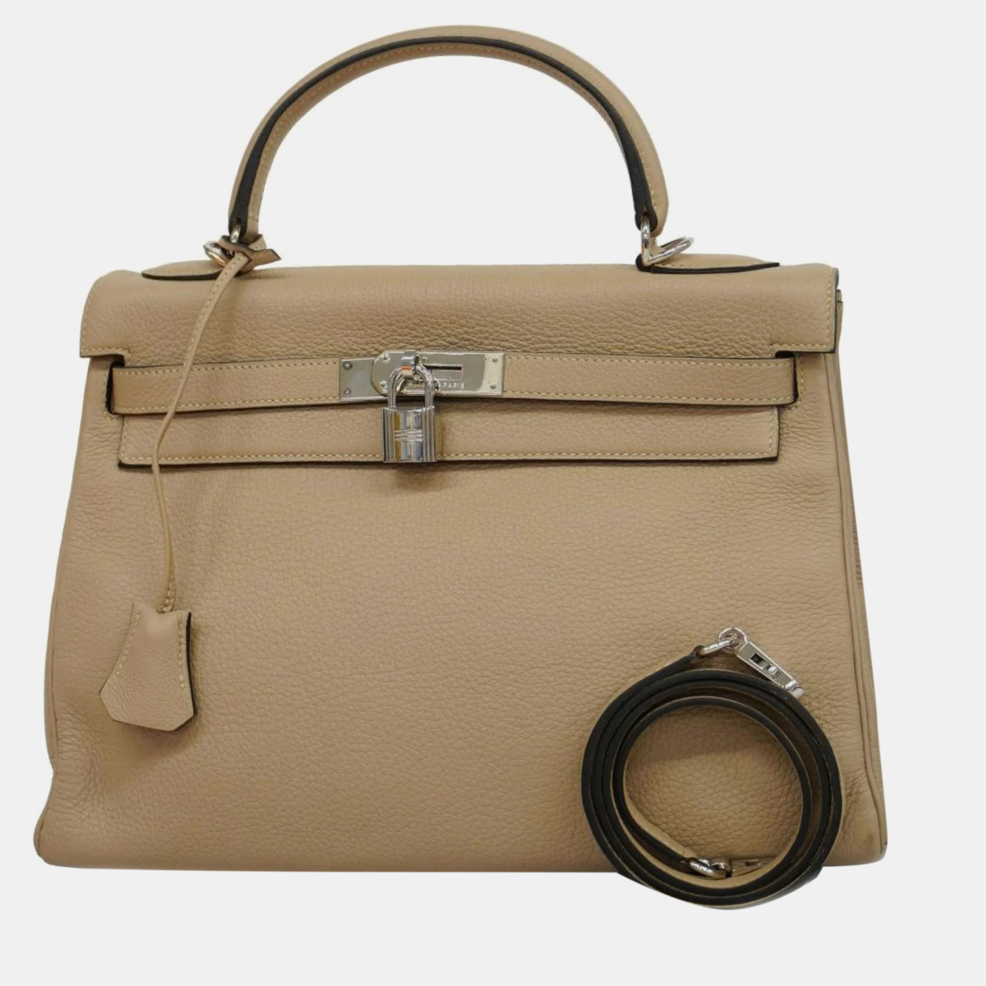 

Hermes Handbag Kelly 32 Togo Beige Silver Hardware Ladies