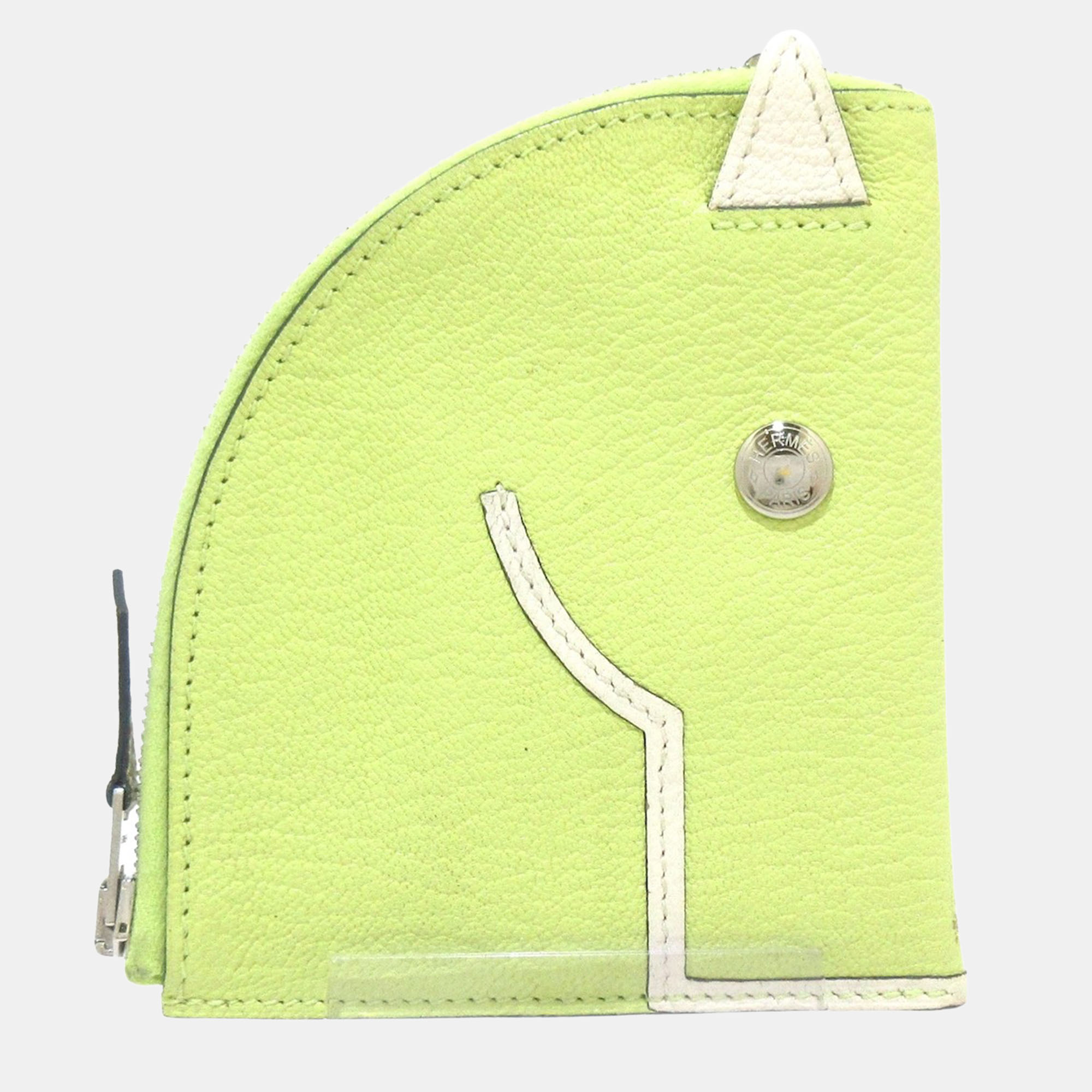 

Hermes Green Chevre Leather Paddock Zip Around Wallet